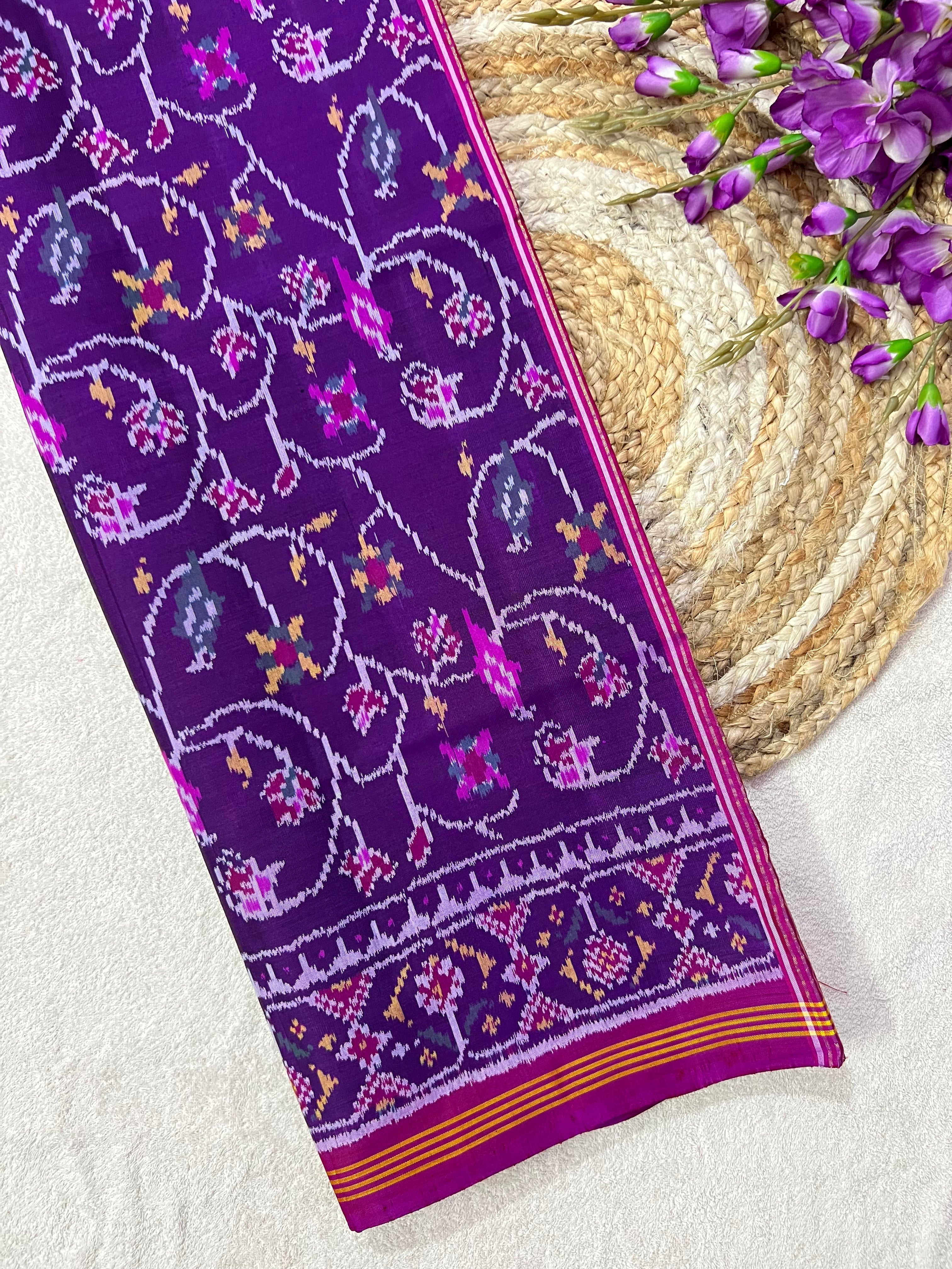 Flower Design Handwoven Patola Silk Saree