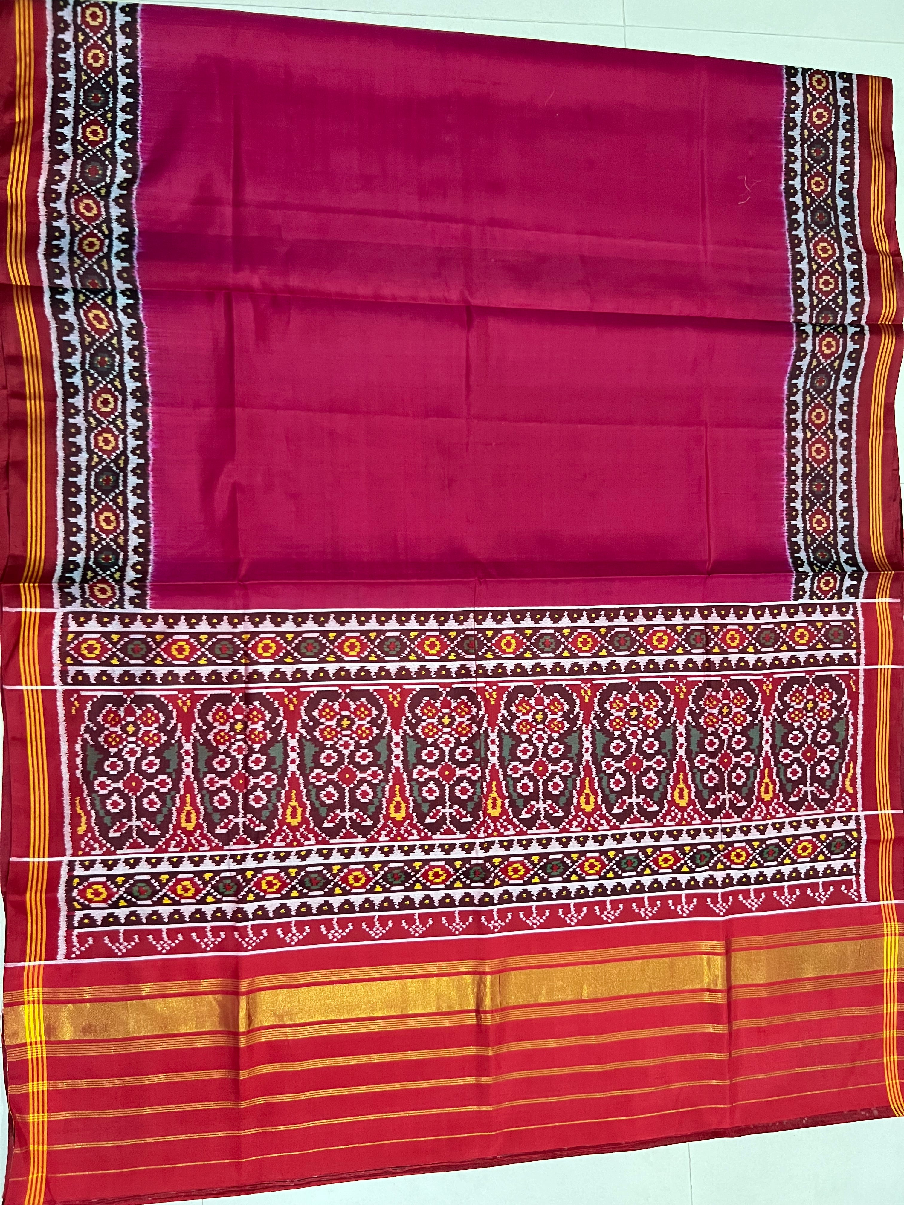 Pink Gala Border With Designer Blouse Handwoven Patola Silk Saree