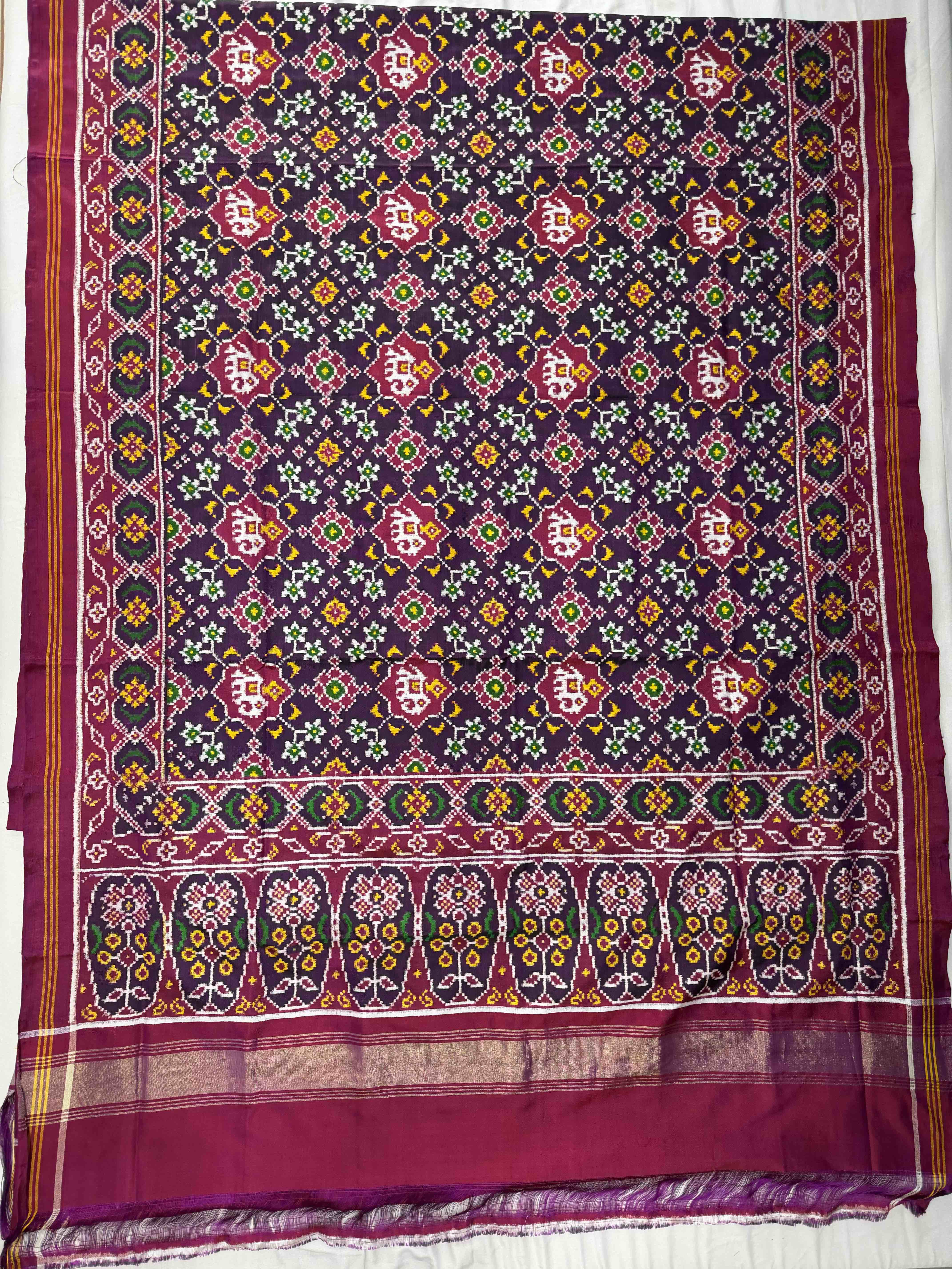 Navratna-Elephant Traditional Design Handwoven Double Ikat Patola Silk Saree Secondary image