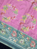 Pastel Pink-Green Handwoven Patola Silk Saree