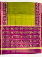 Parrot Green Gala Border Handwoven Patola Silk Saree