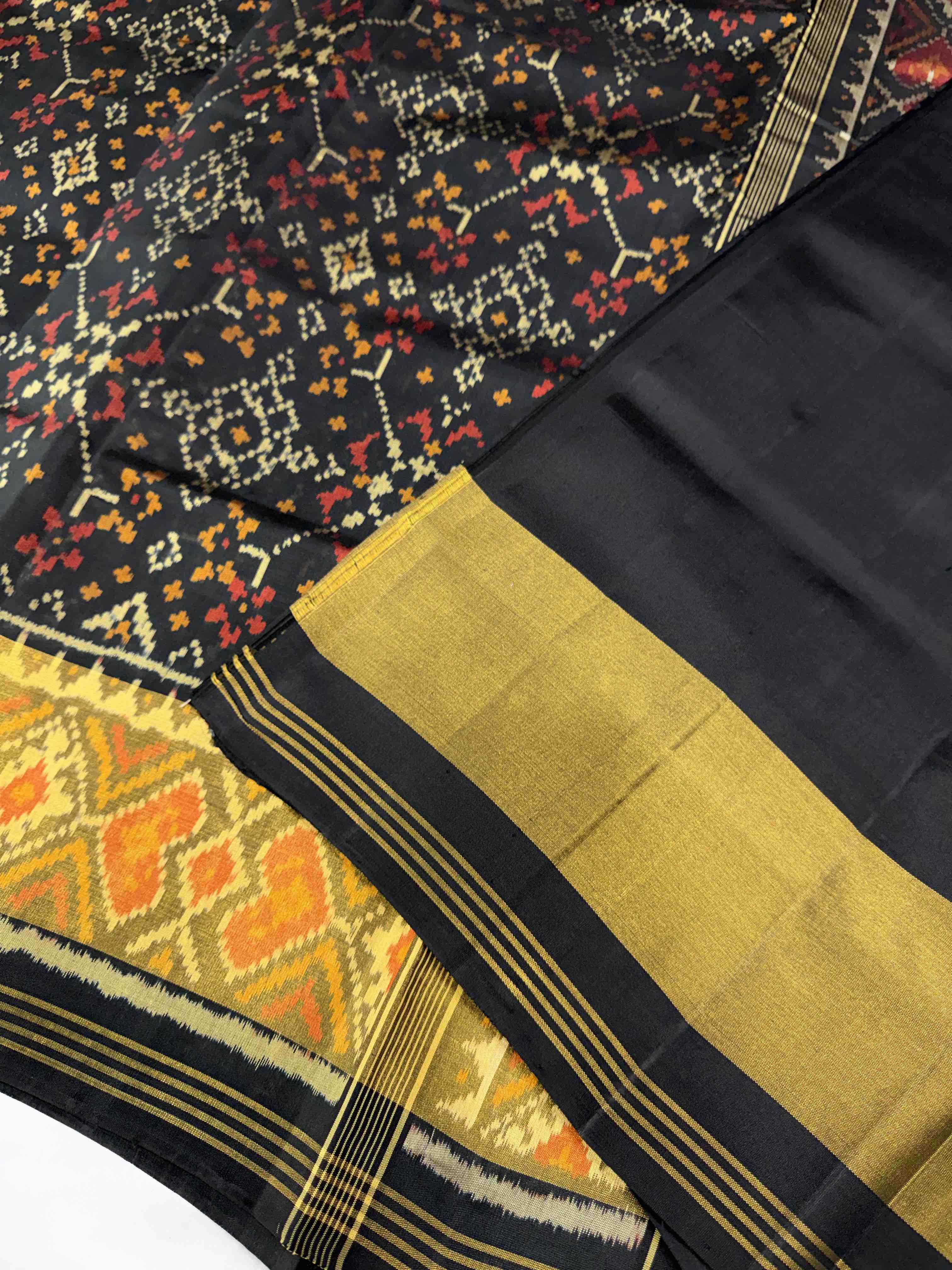 Black Navratna Design Handwoven Patola Silk Saree Secondary image