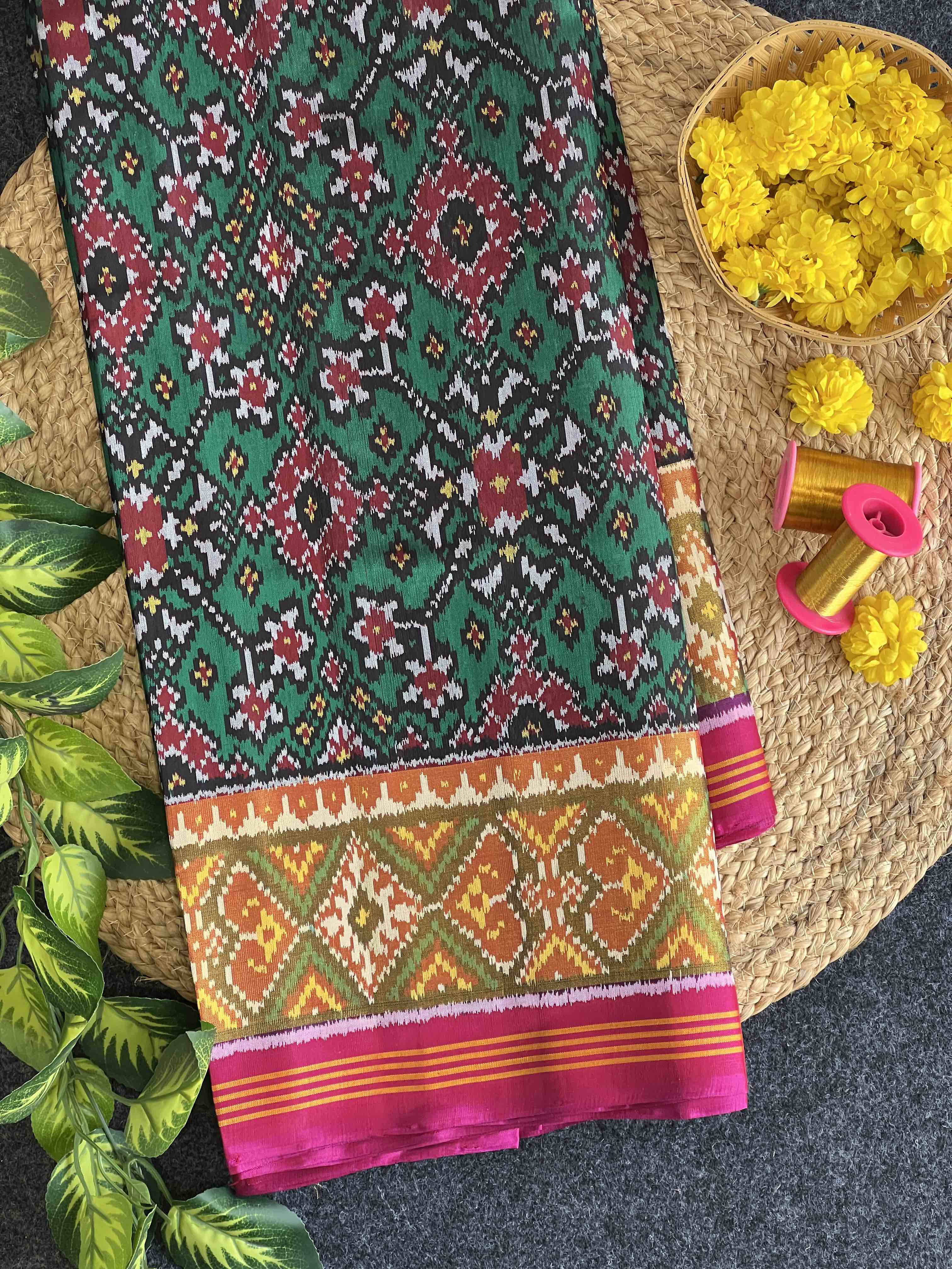 Navratna Traditional Design Handwoven Patola Silk Saree Main image