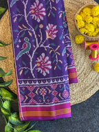 Flower with Parrot Design Handwoven Patola Silk Saree