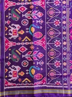 Purple Motifs With Flower Design Handwoven Patola Silk Saree