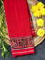 Plain Red With Designer Blouse Handwoven Patola Silk Saree