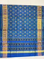 Blue Pan-Chanda Traditional Design Handwoven Patola Silk Saree