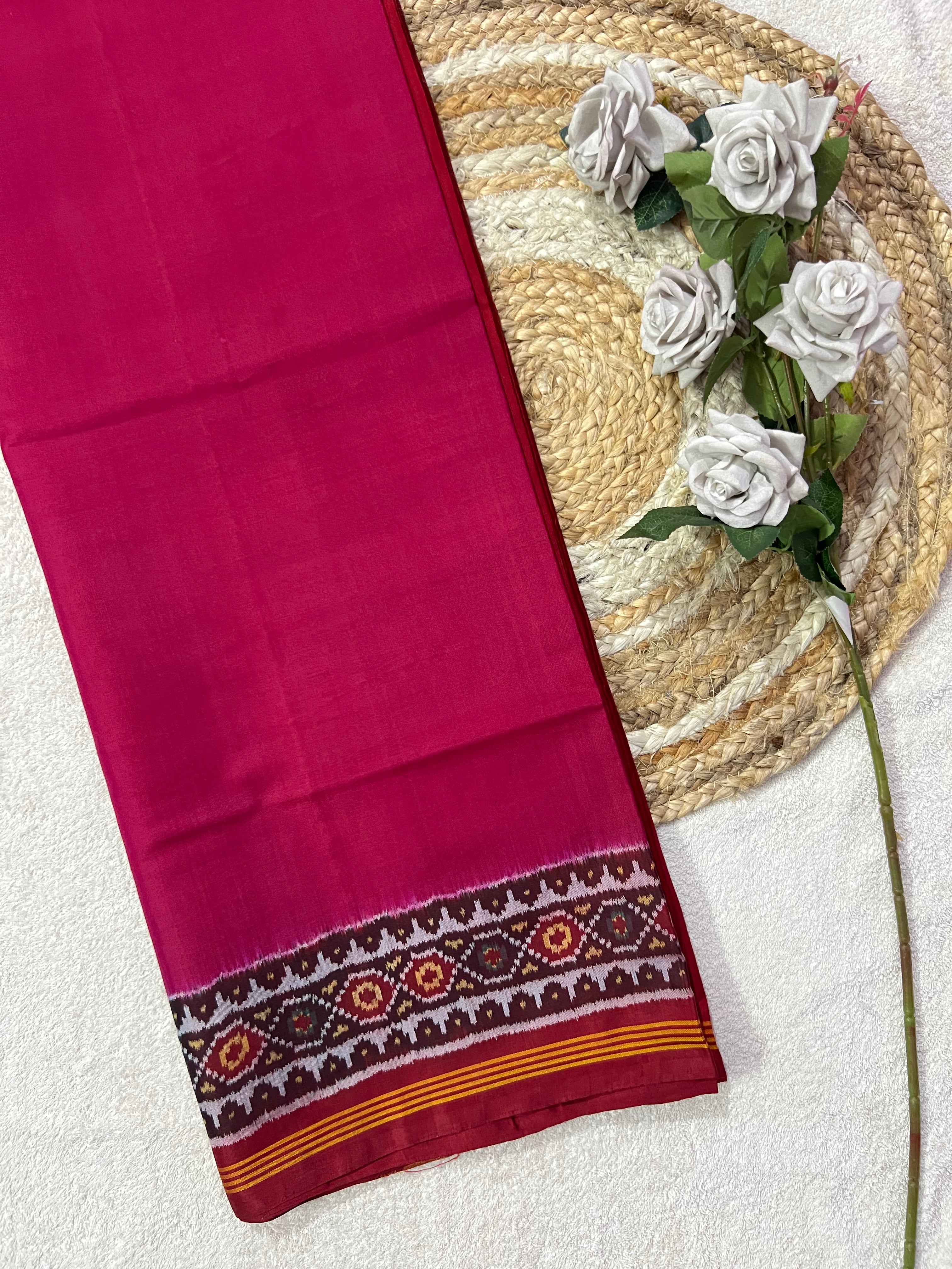 Pink Gala Border With Designer Blouse Handwoven Patola Silk Saree Main image