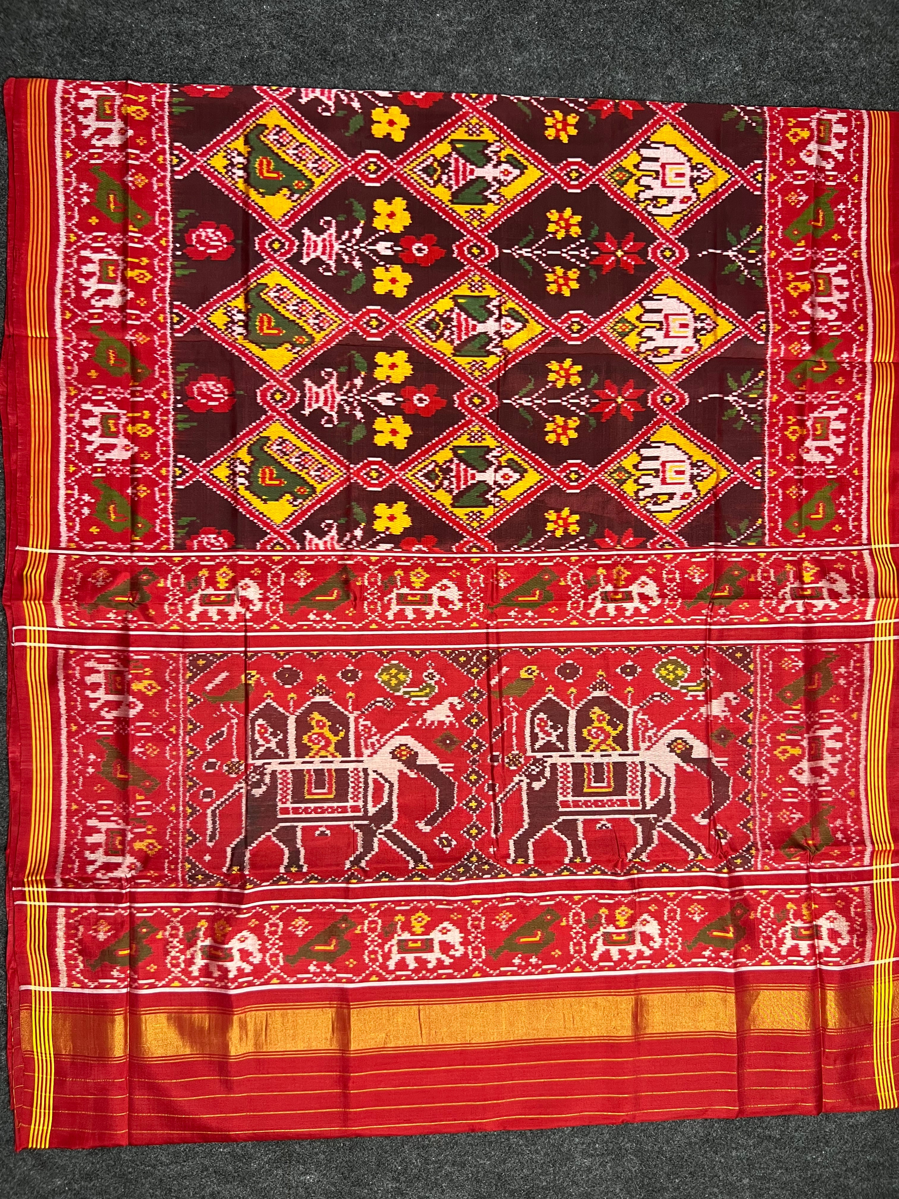 Elephant Pallu With Motif Design Handwoven Patola Silk Saree Secondary image