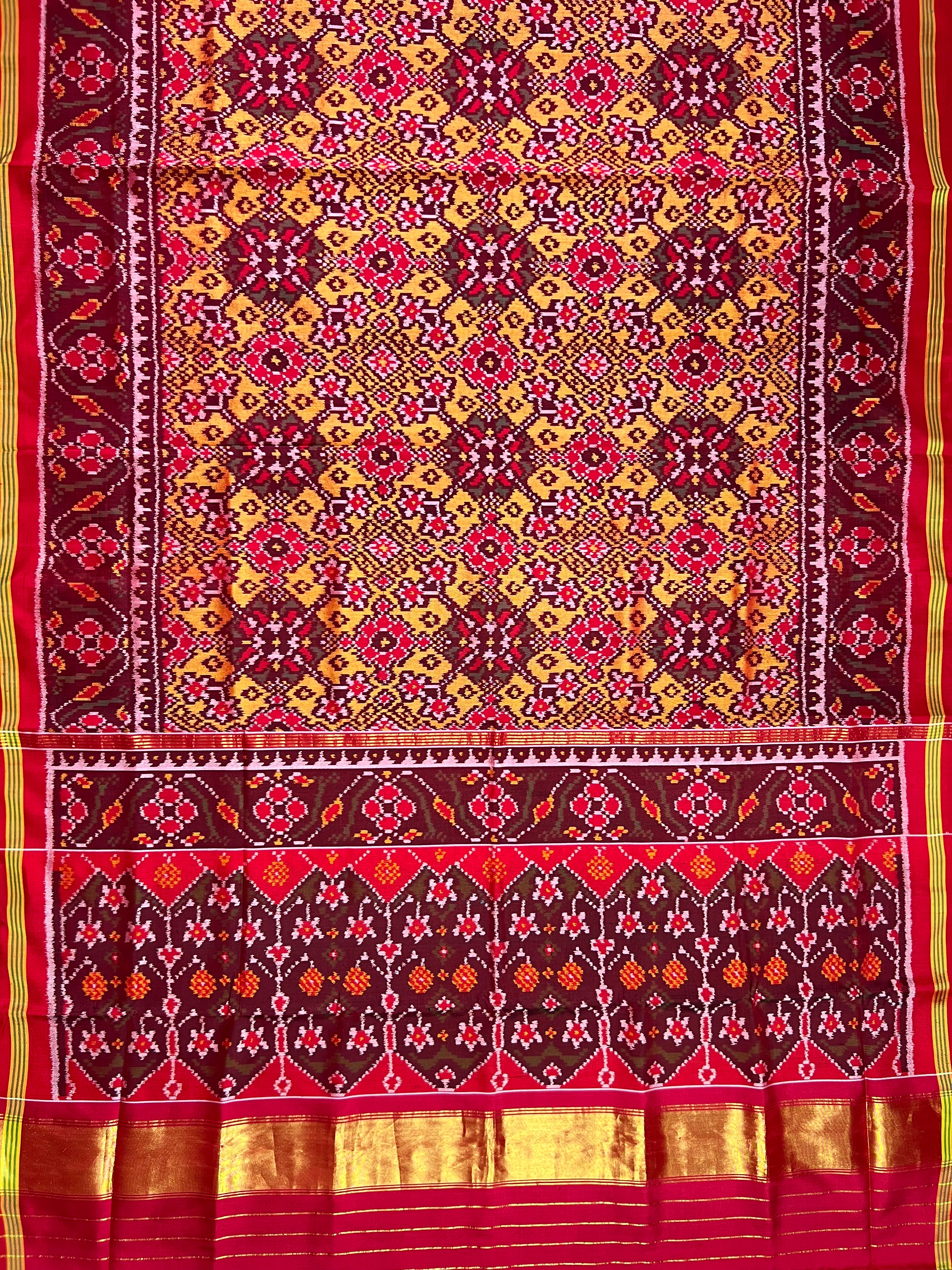 Navratna Traditional Design Handwoven Patola Silk Saree Secondary image