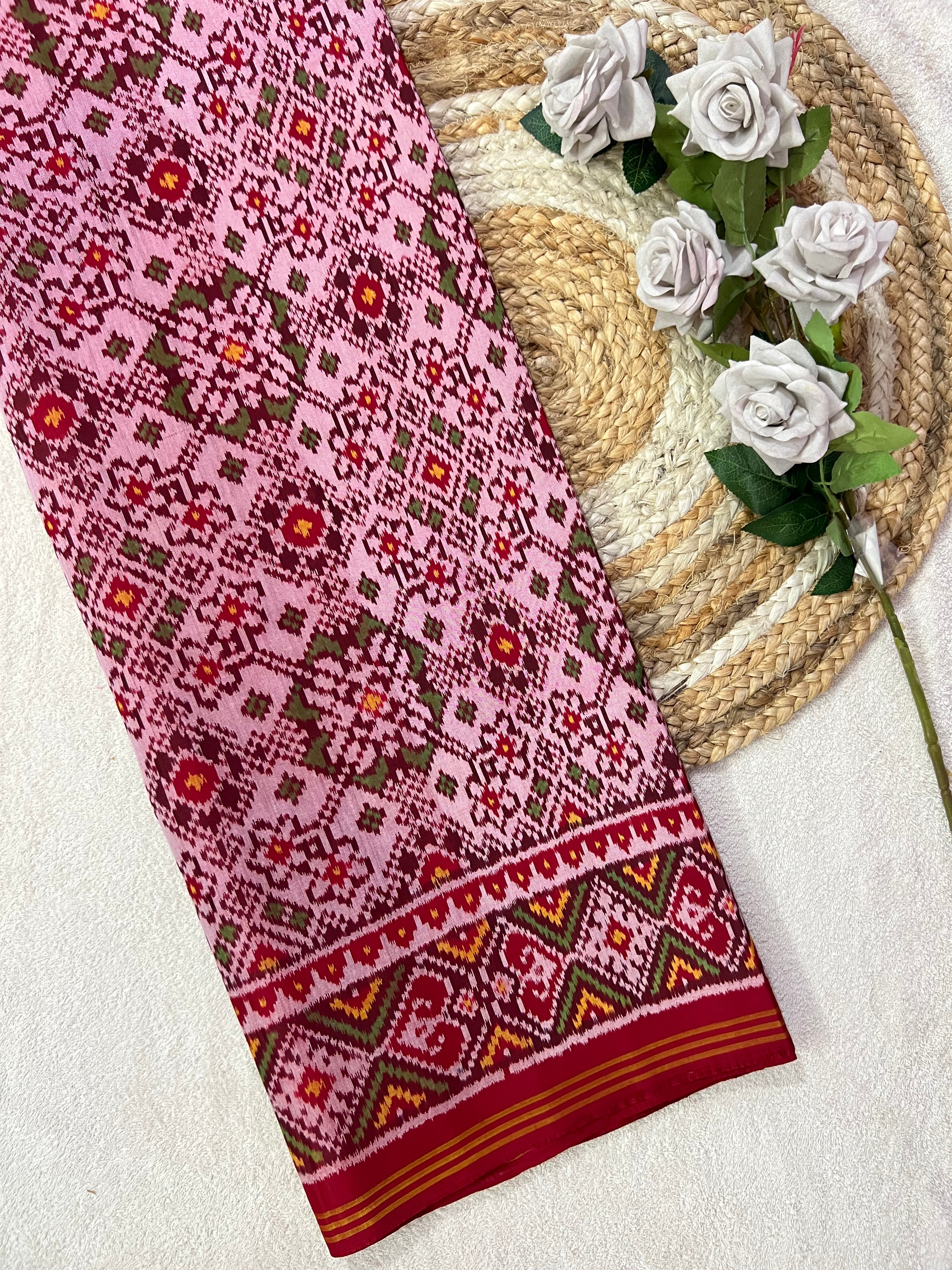 White Navratna Traditional Design Handwoven Patola Silk Saree Main image