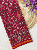 Red Navratna Traditional Design Handwoven Patola Silk Saree