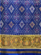 Blue Pan-Chanda Traditional Design Handwoven Patola Silk Saree