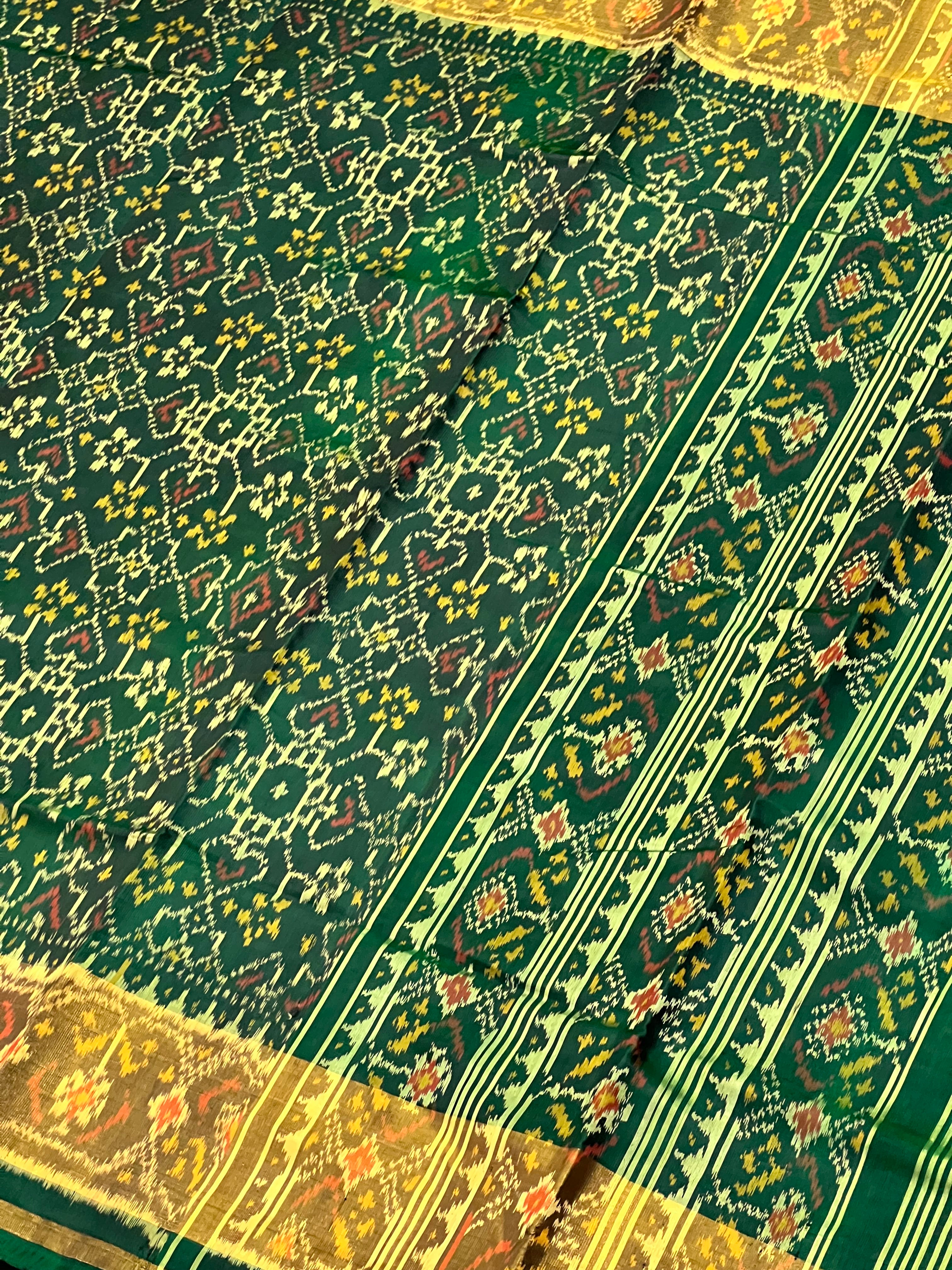 Manek-Navratna Traditional Design Handwoven Patola Silk Saree