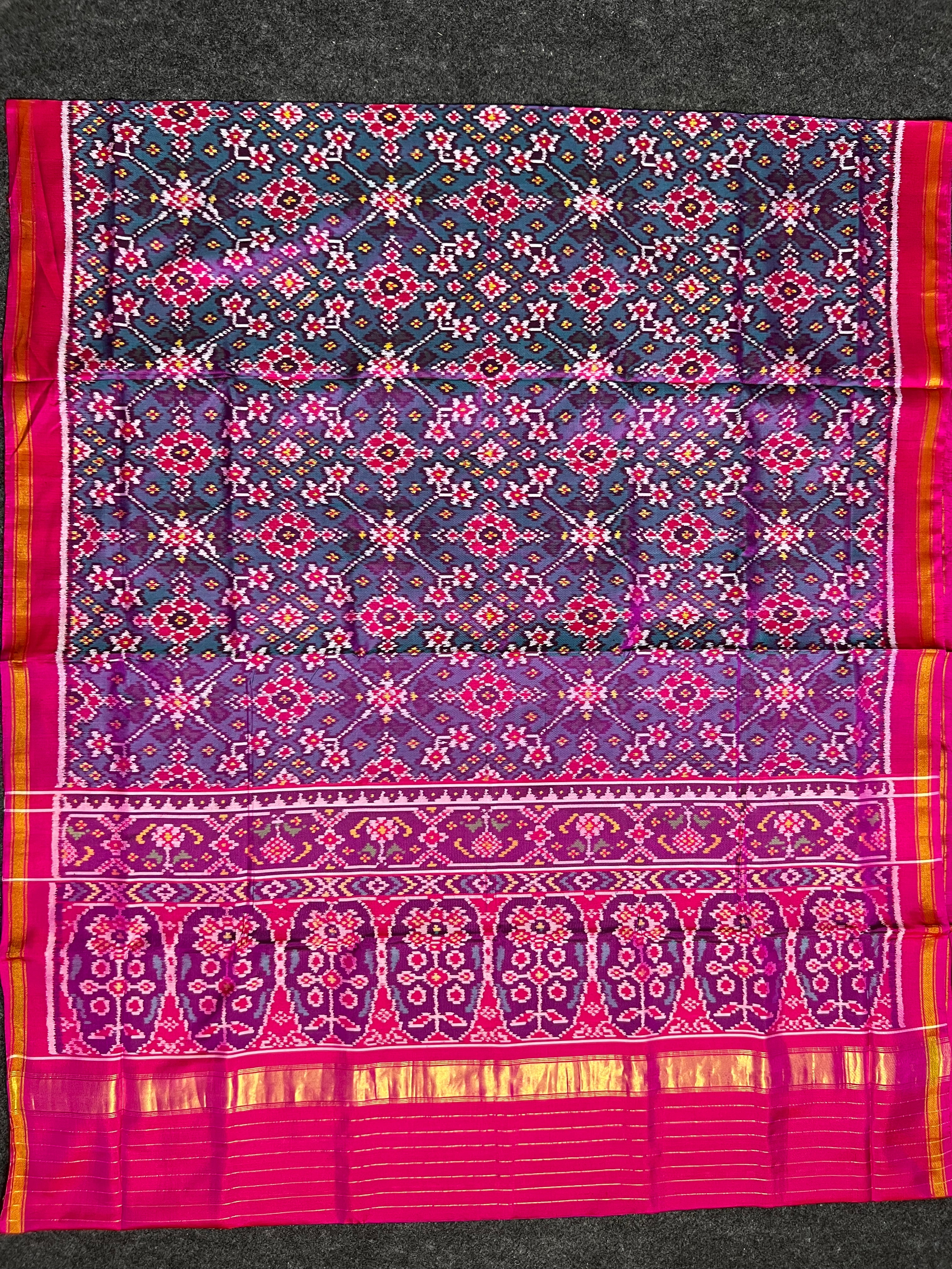 Navratna Traditional Design Handwoven Patola Silk Saree Secondary image
