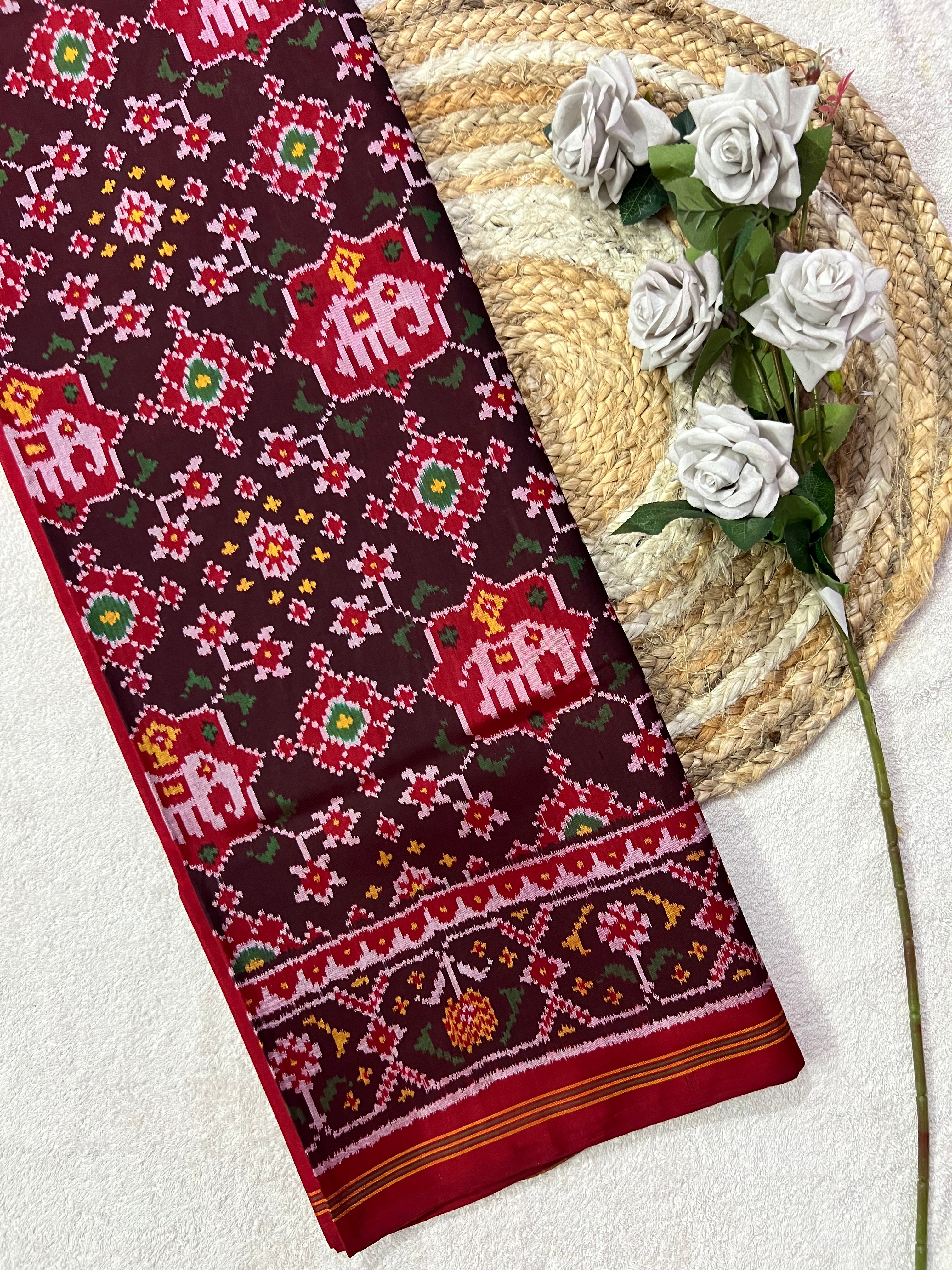 Elephant Design Handwoven Patola Silk Saree Main image