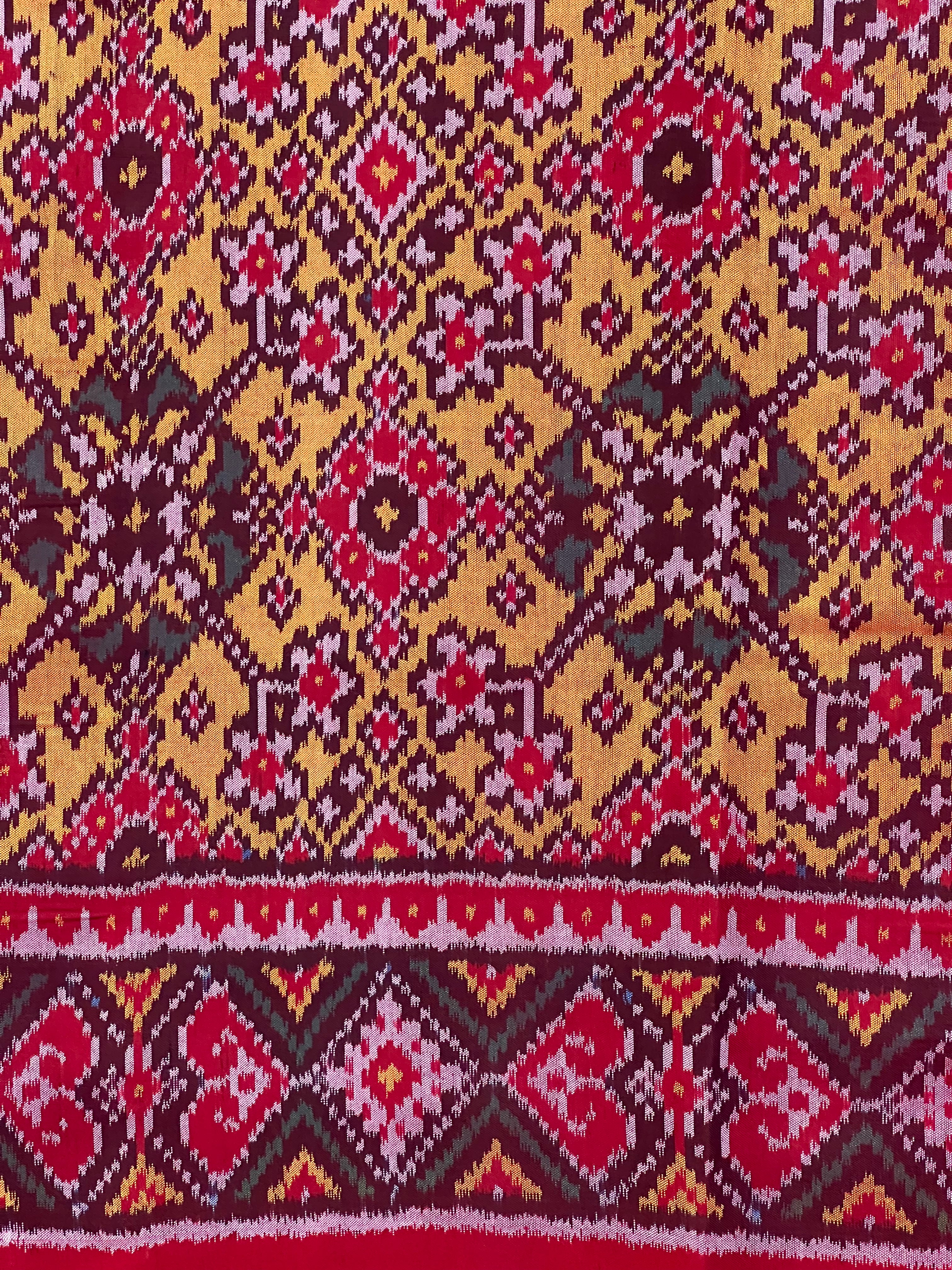 Yellow Navratna Traditional Design Handwoven Patola Silk Saree