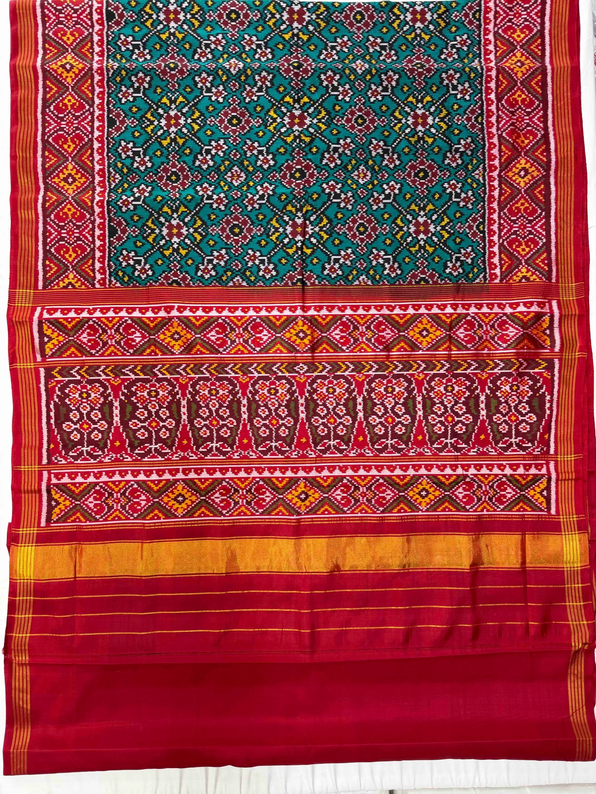 Navratna Traditional Design Handwoven Patola Silk Saree