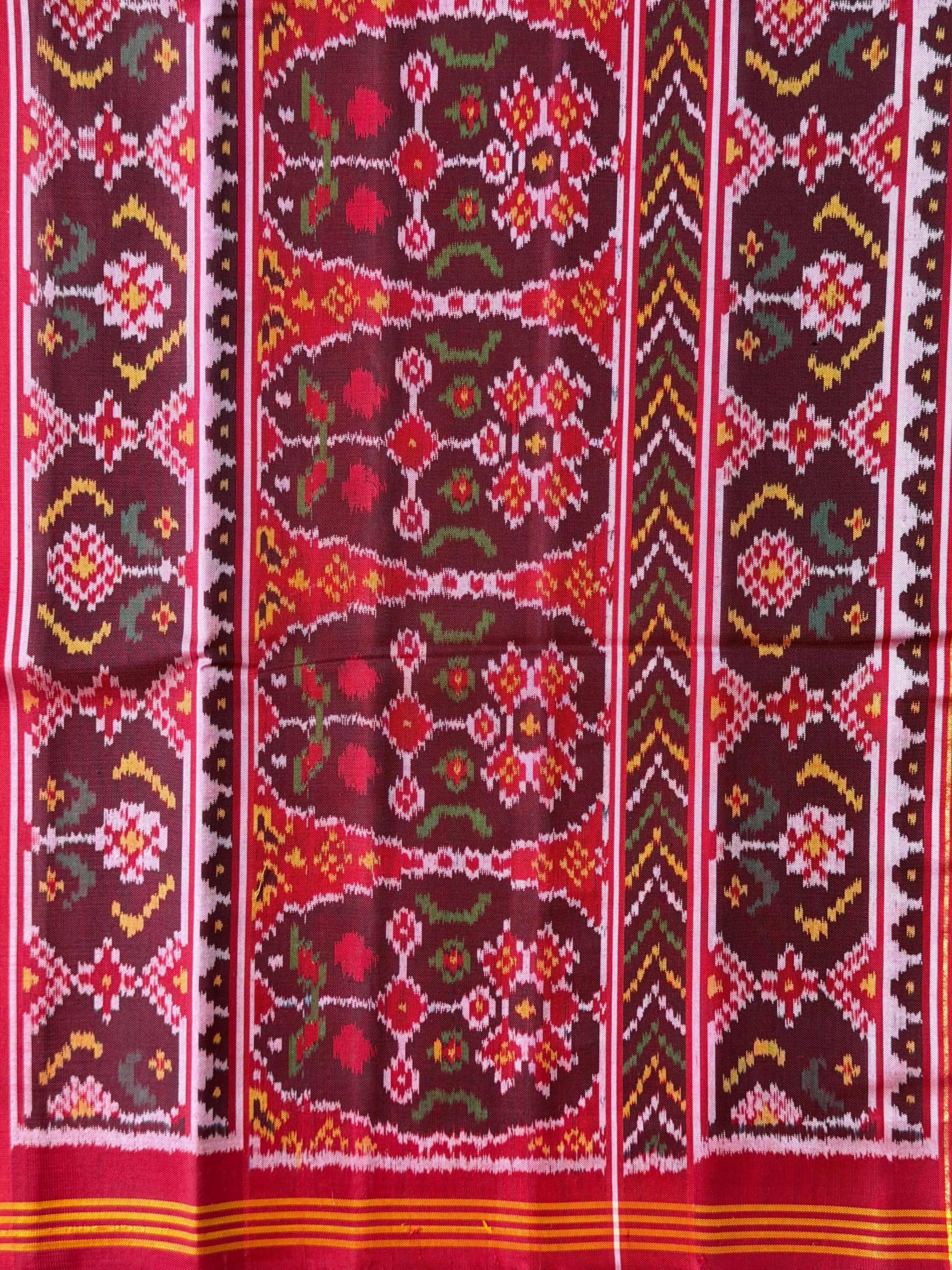 Multicolor Laheriya Design Handwoven Patola Silk Saree