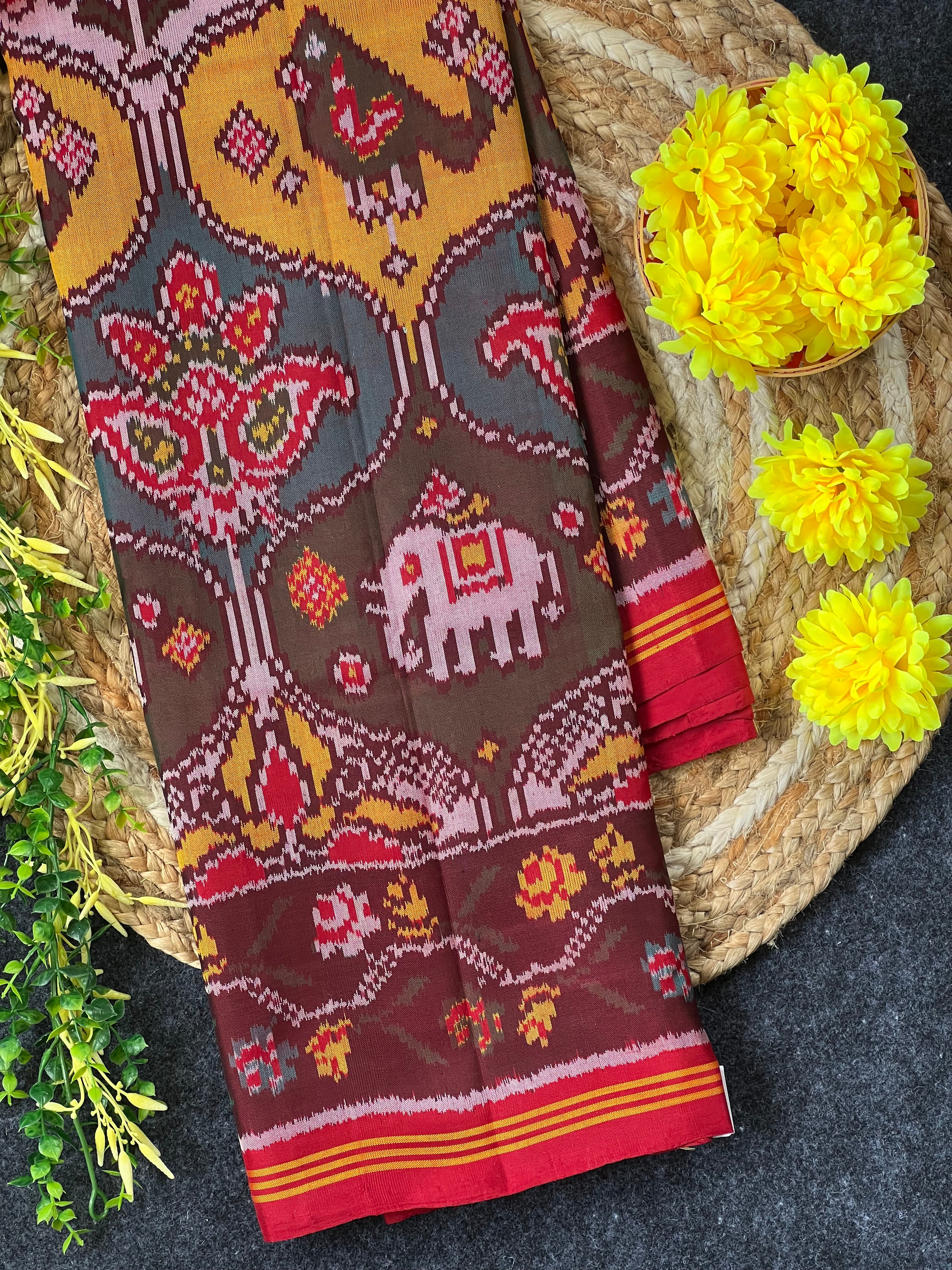 Big Motifs Design Handwoven Patola Silk Saree
