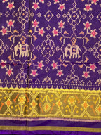 Dark Purple Fusion Design Handwoven Patola Silk Saree