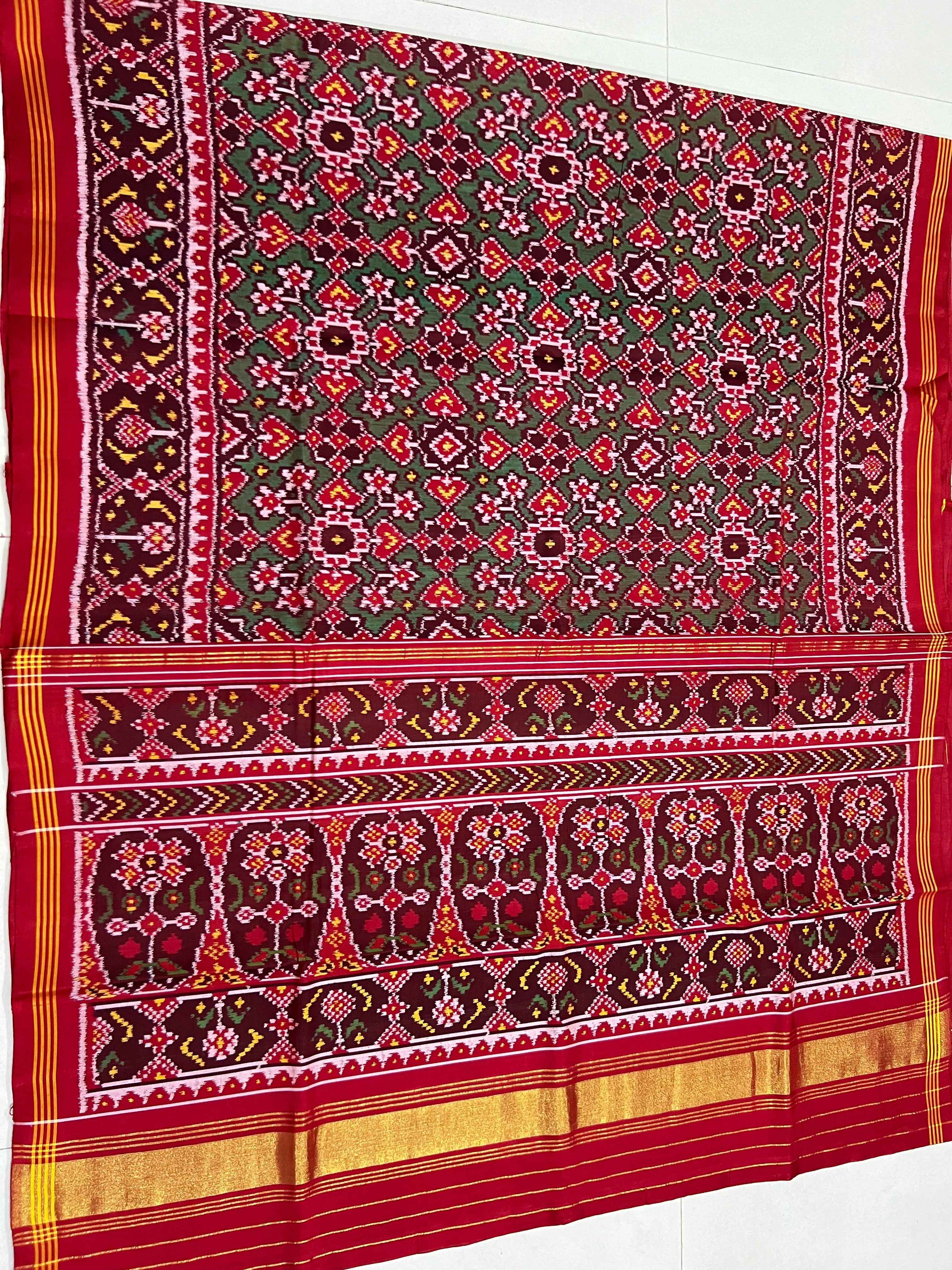 Navratna-Manekchowk Design Handwoven Patola Silk Saree