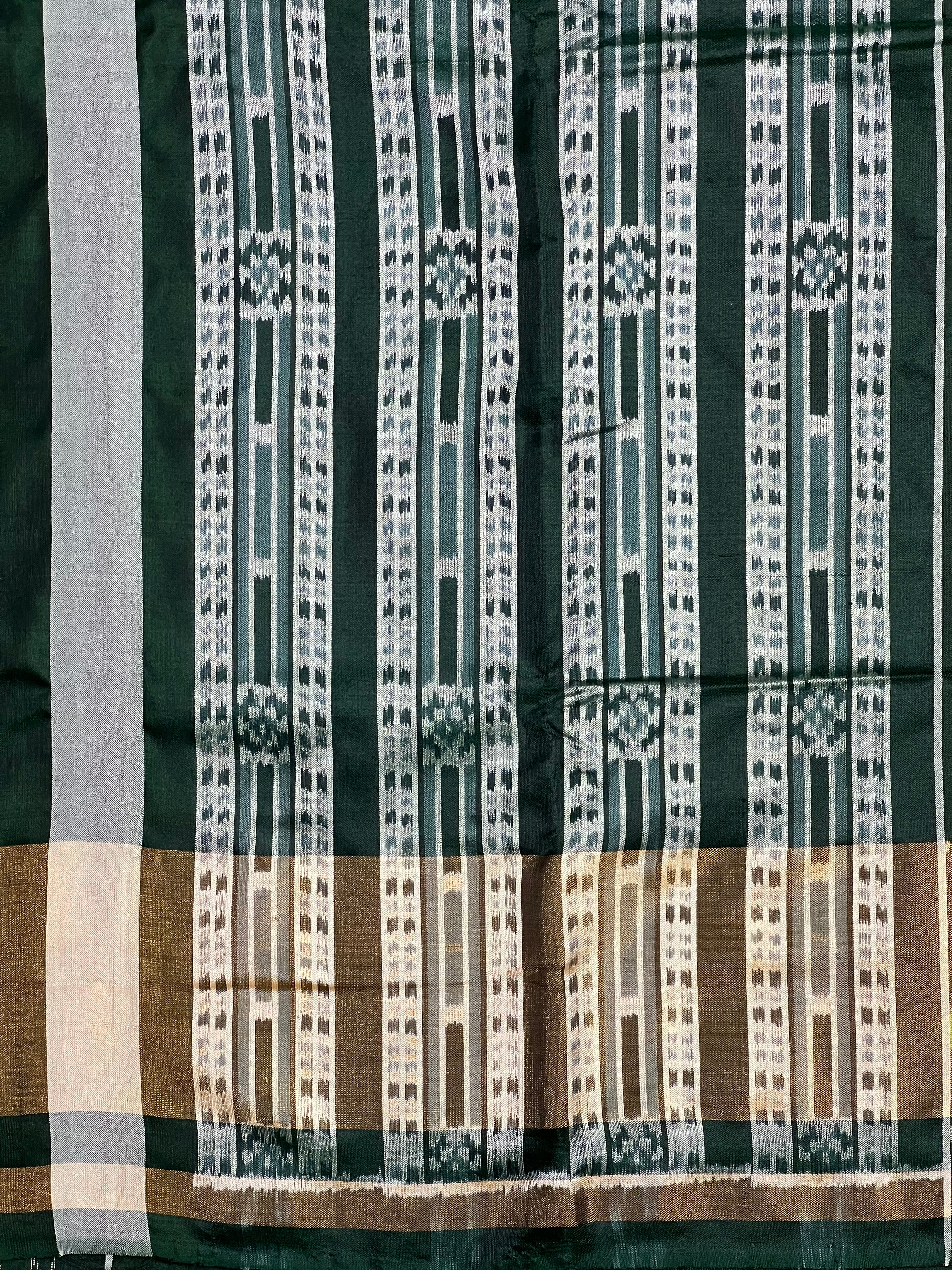 Bottel Green Fancy Design Handwoven Patola Silk Saree