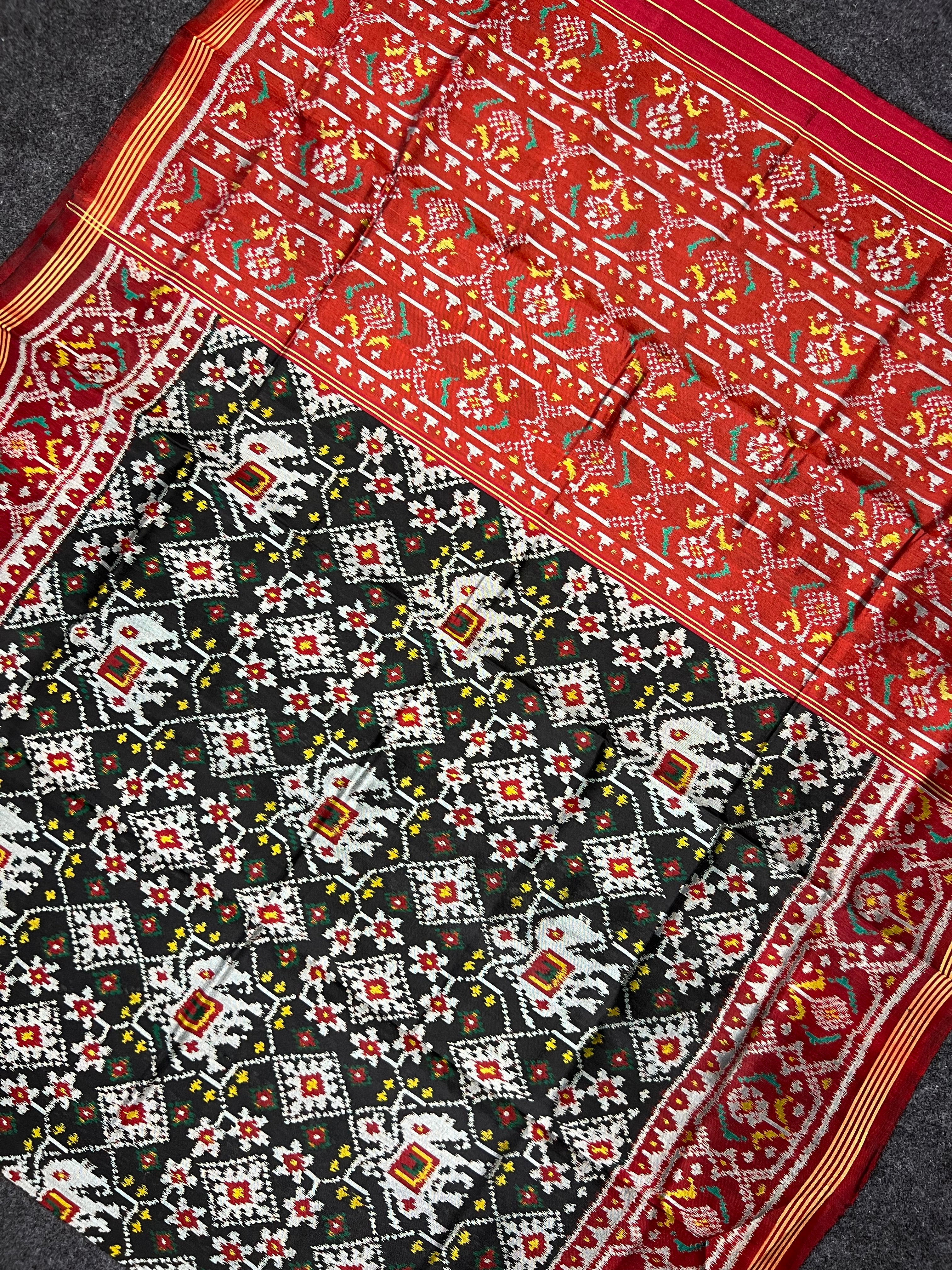 Fusion Design Black Handwoven Patola Silk Saree