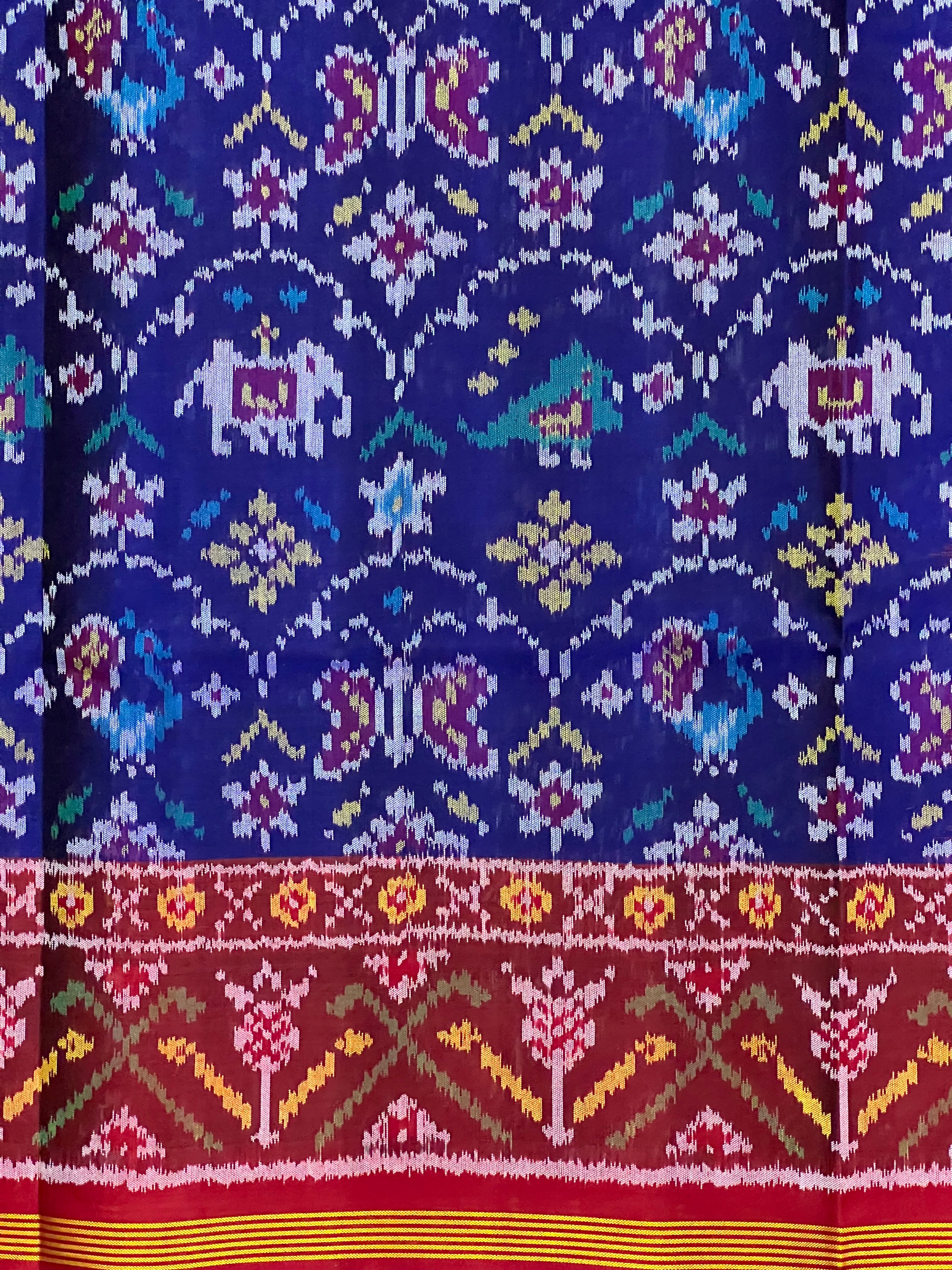 Blue And Red Exclusive Design Handwoven Patola Silk Saree Secondary image
