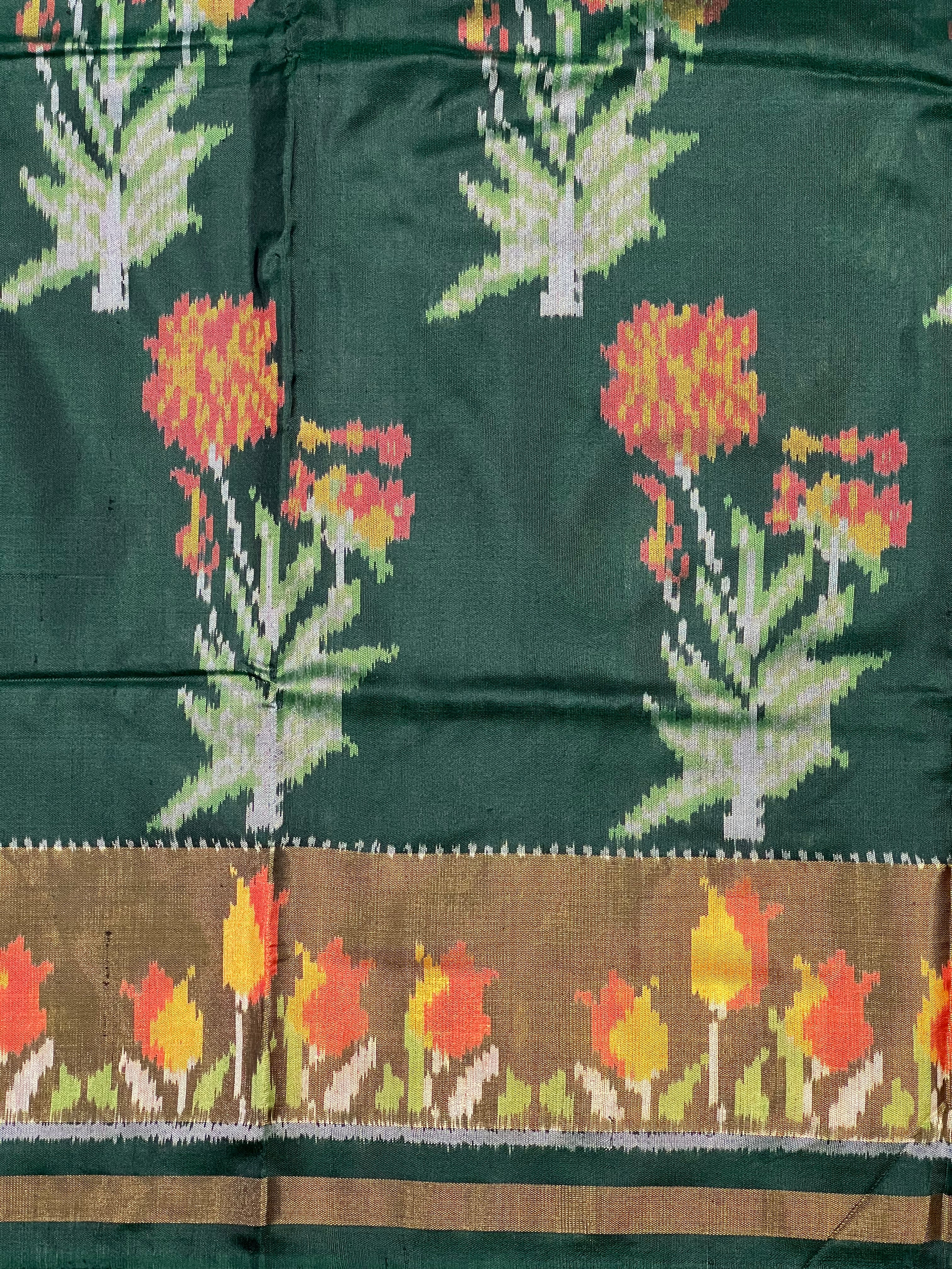 Bottel Green Fancy Design Handwoven Patola Silk Saree