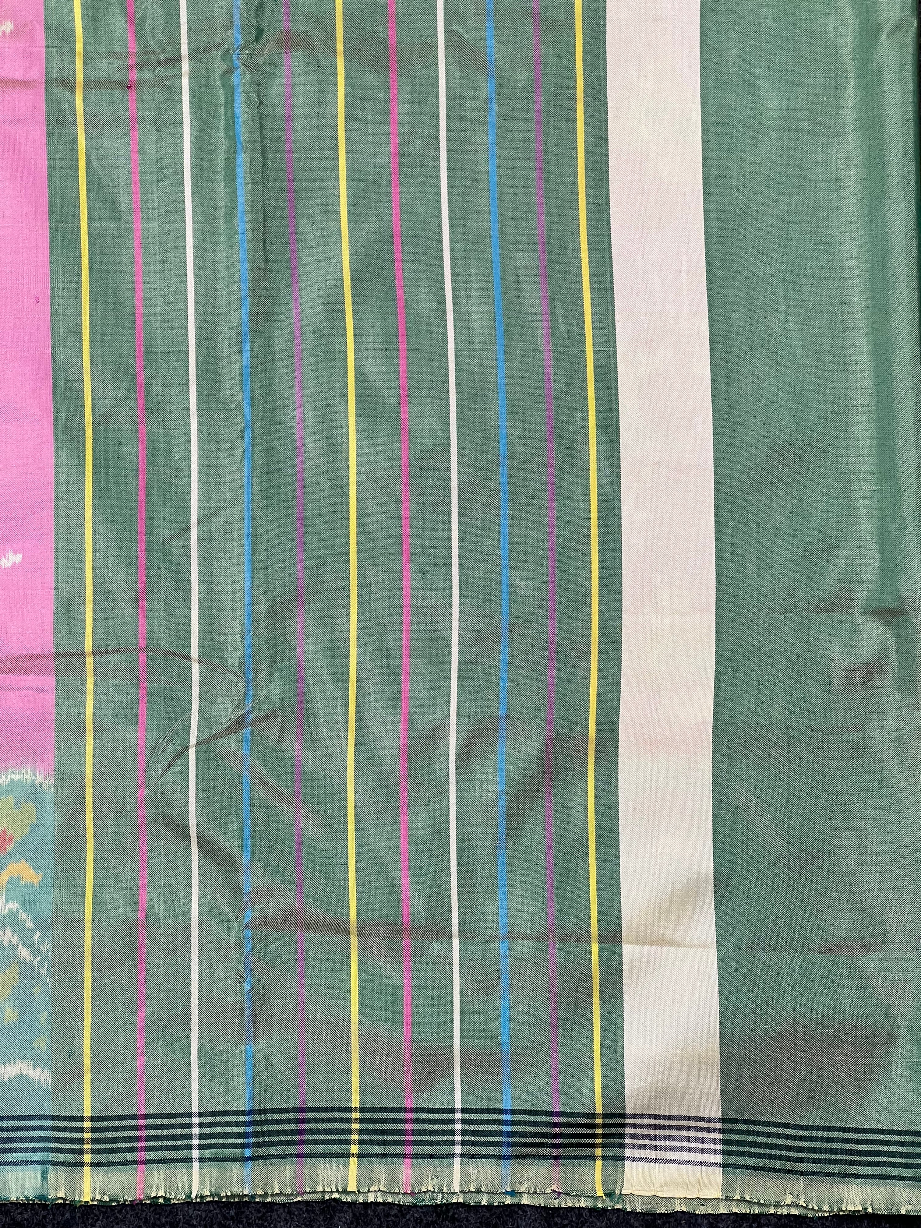 Pastel Pink-Green Handwoven Patola Silk Saree