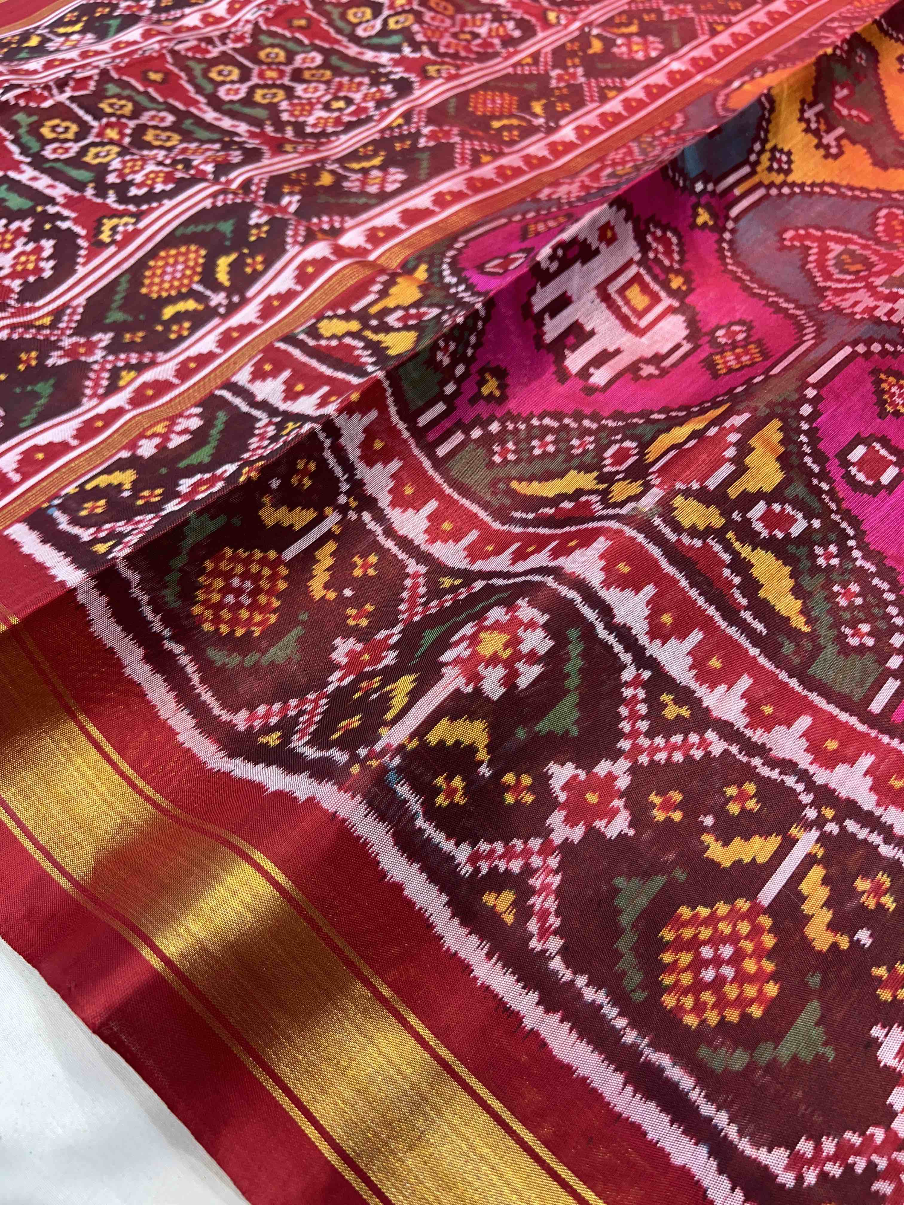 Big Motifs Traditional Design Handwoven Patola Silk Saree
