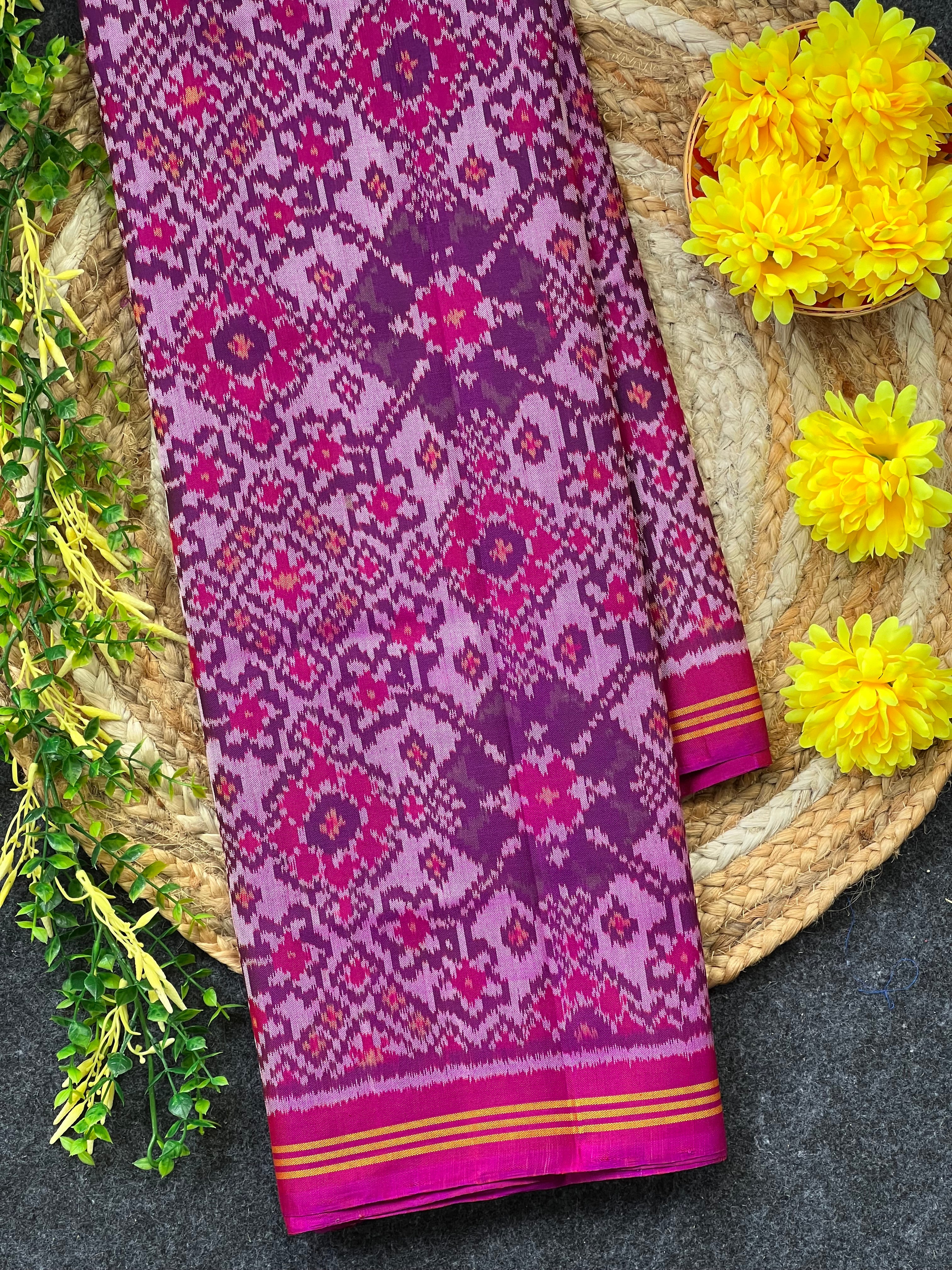 Navratna Traditional Design Handwoven Patola Silk Saree
