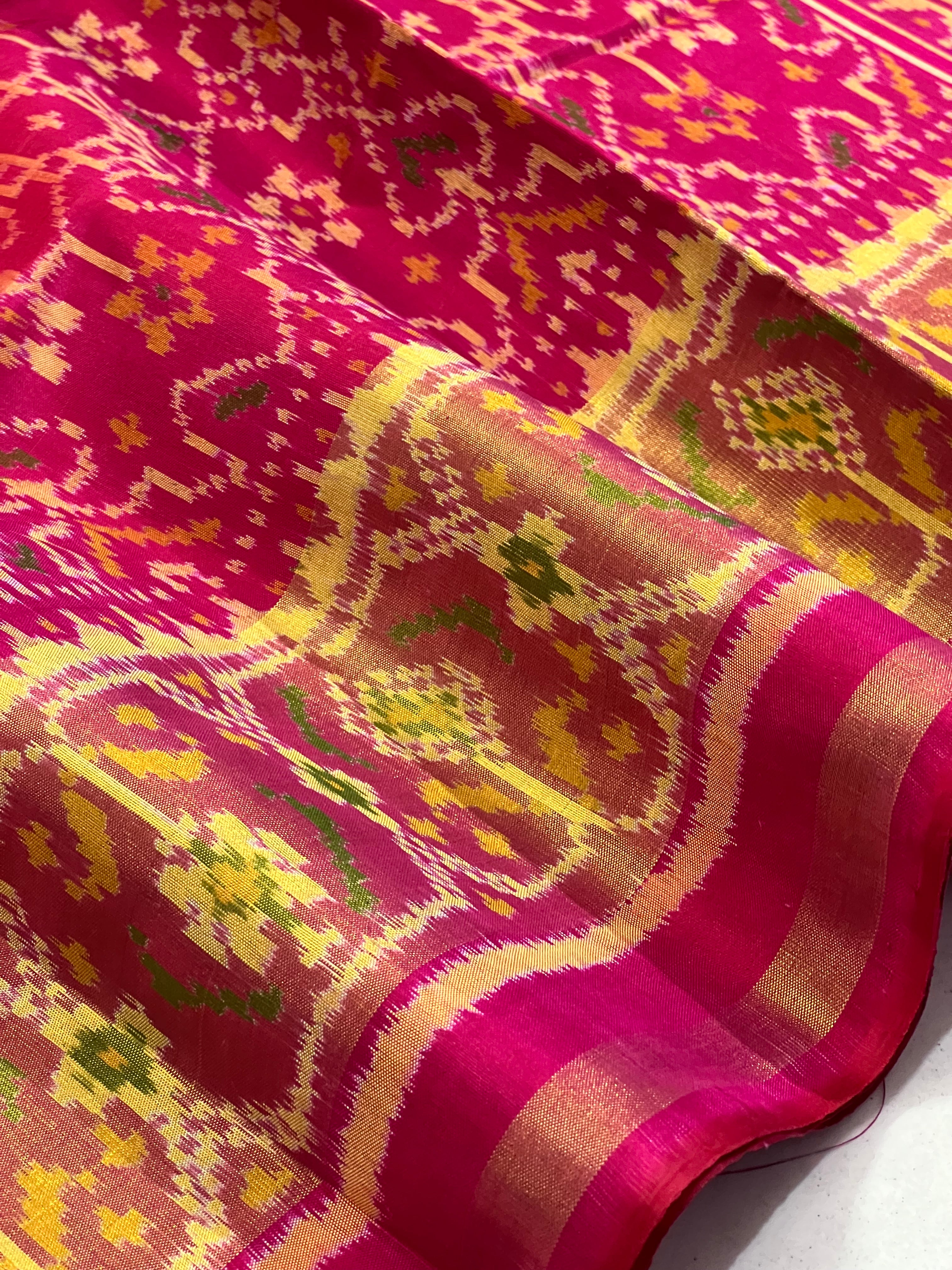 Navratna-Manekchowk Traditional Design Handwoven Patola Silk Saree