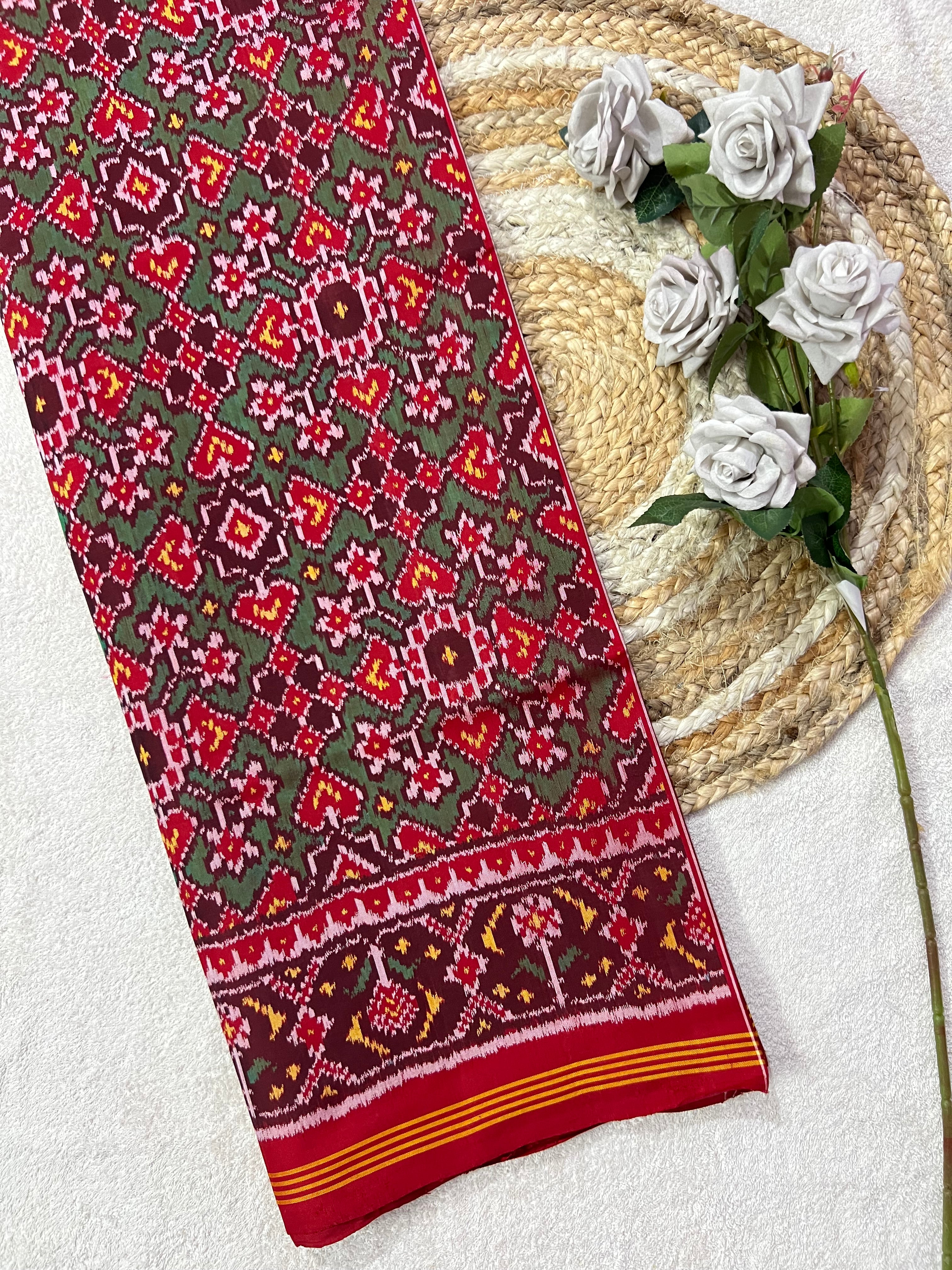 Navratna-Manekchowk Design Handwoven Patola Silk Saree