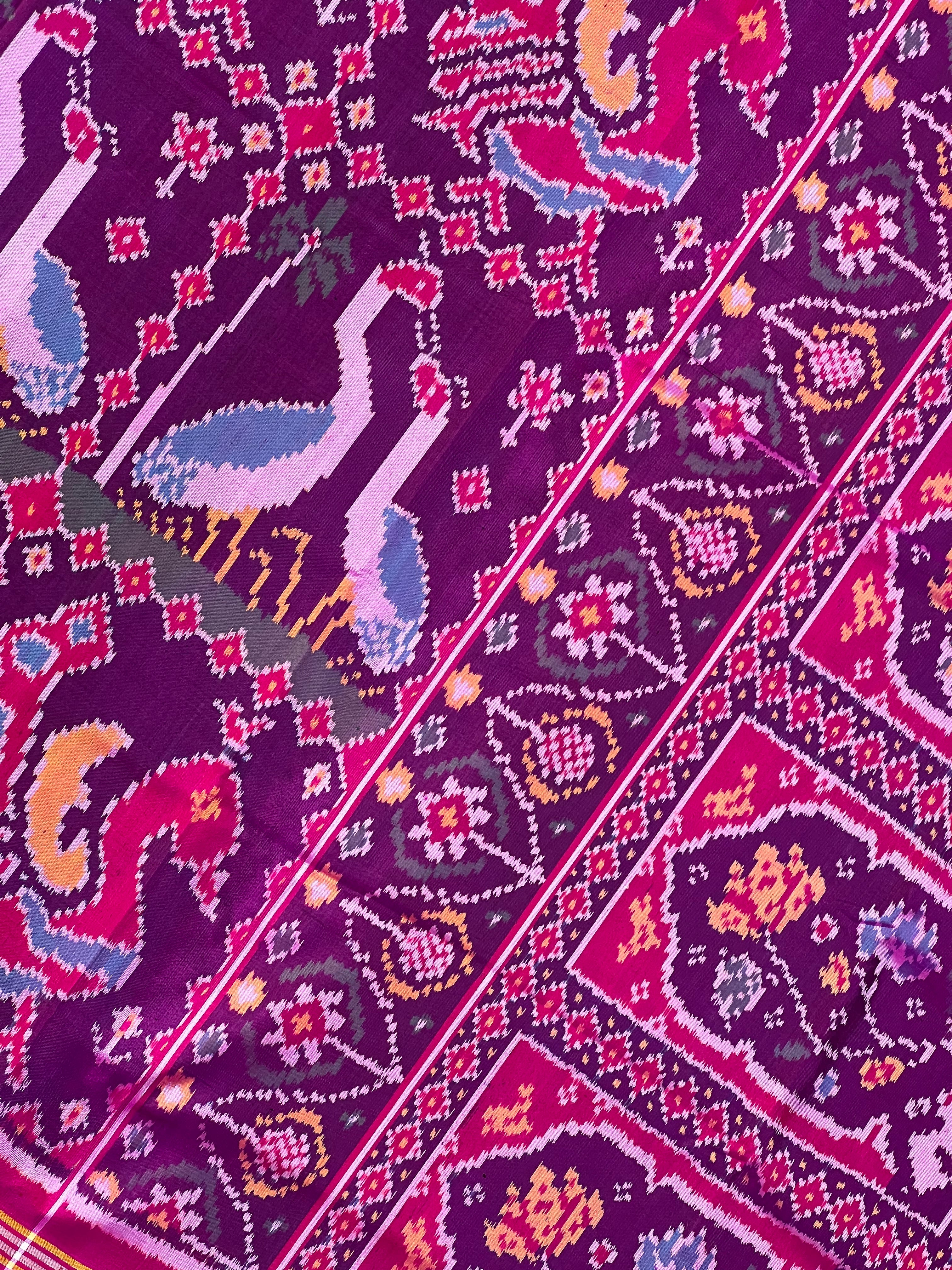 Peacock-Duck Motif Design Handwoven Patola Silk Saree