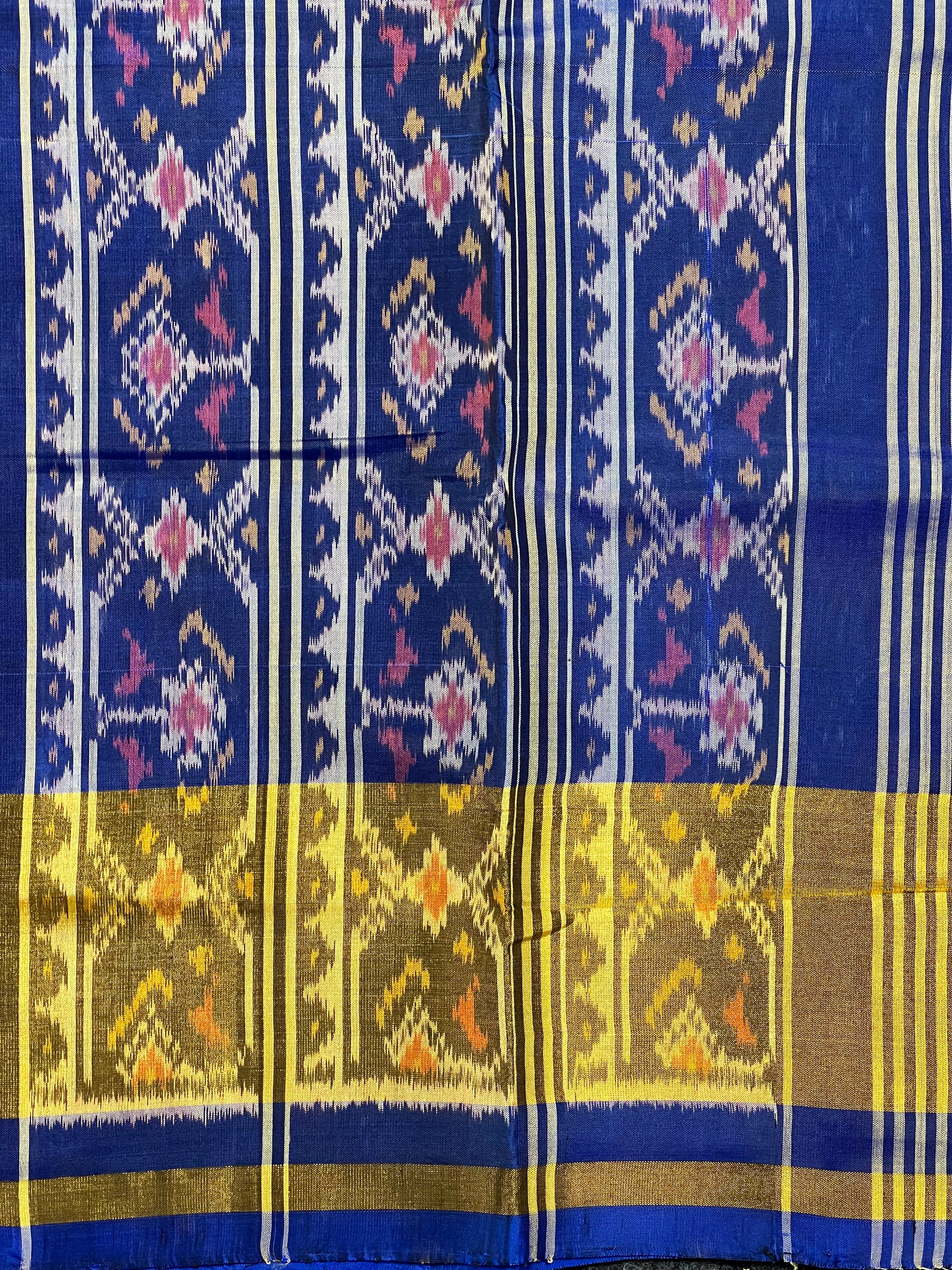 Blue Pan-Chanda Traditional Design Handwoven Patola Silk Saree