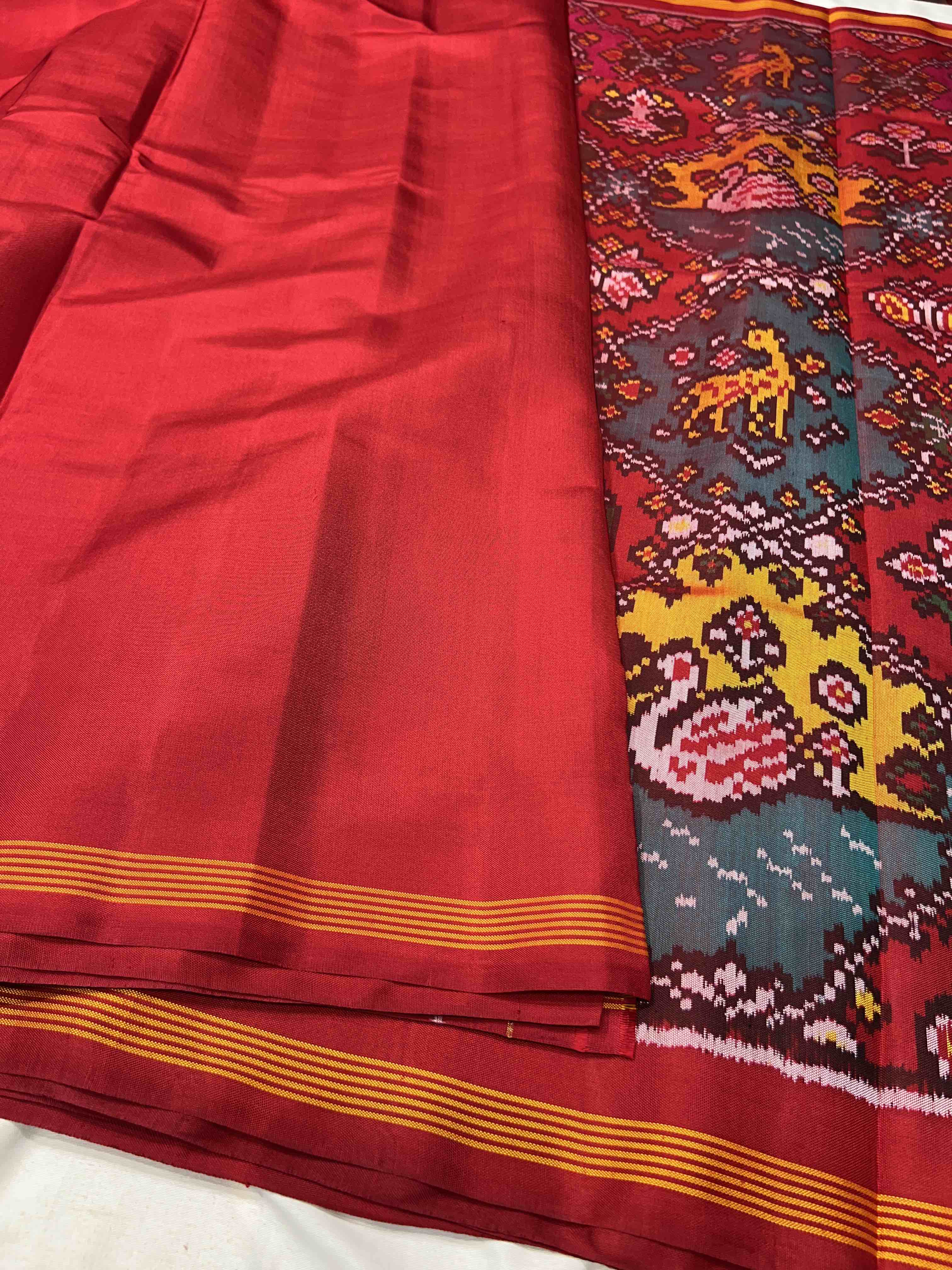 Multicolor With Motifs Handwoven Patola Silk Saree