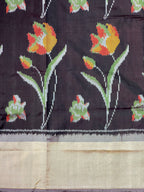 Brown Flower Design Handwoven Patola Silk Saree