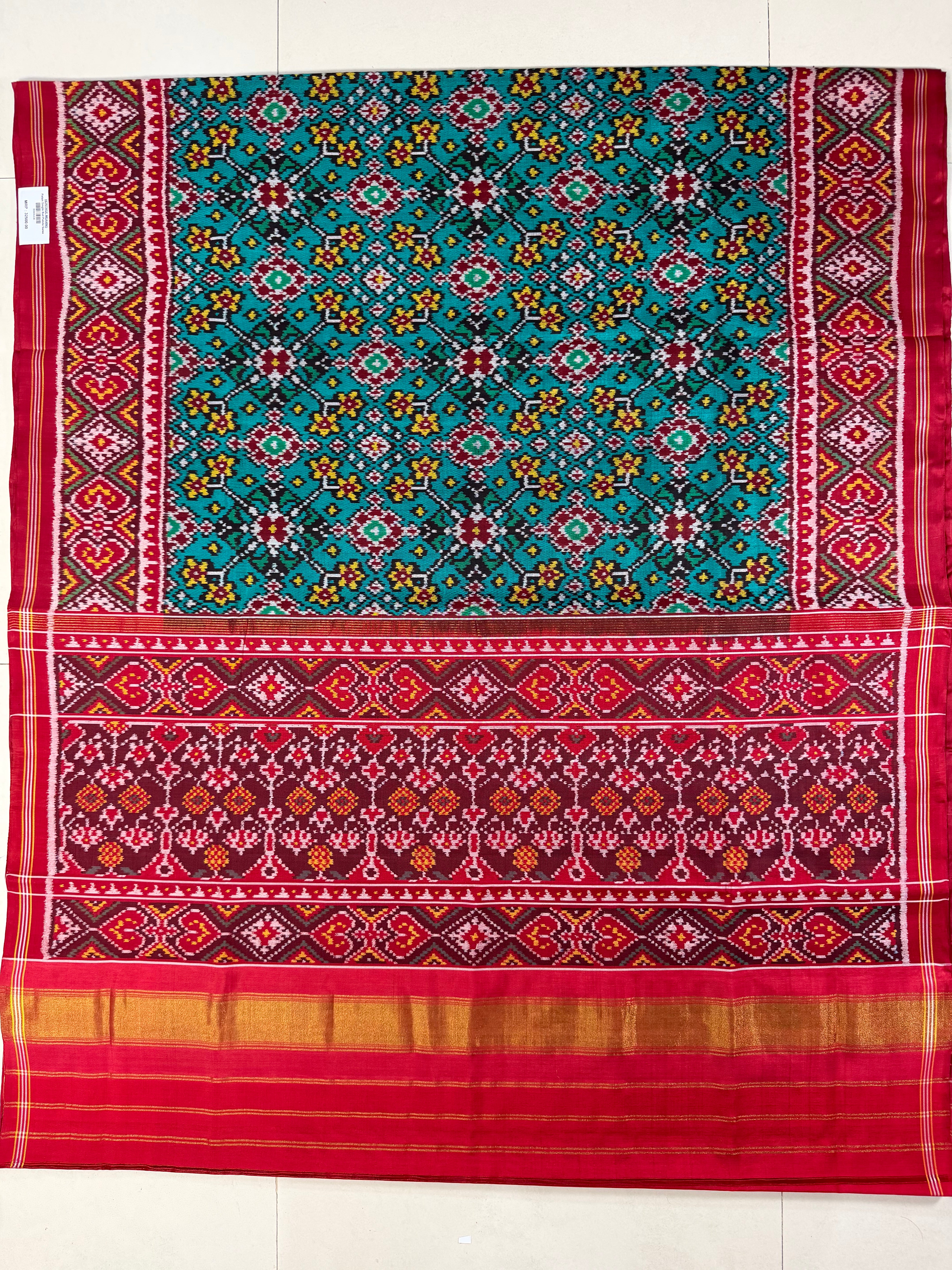 Navratna Traditional Design Handwoven Patola Silk Saree Secondary image
