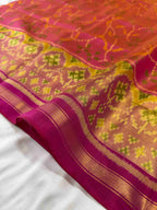 Peach Pink Color Fancy Design Handwoven Patola Silk Saree