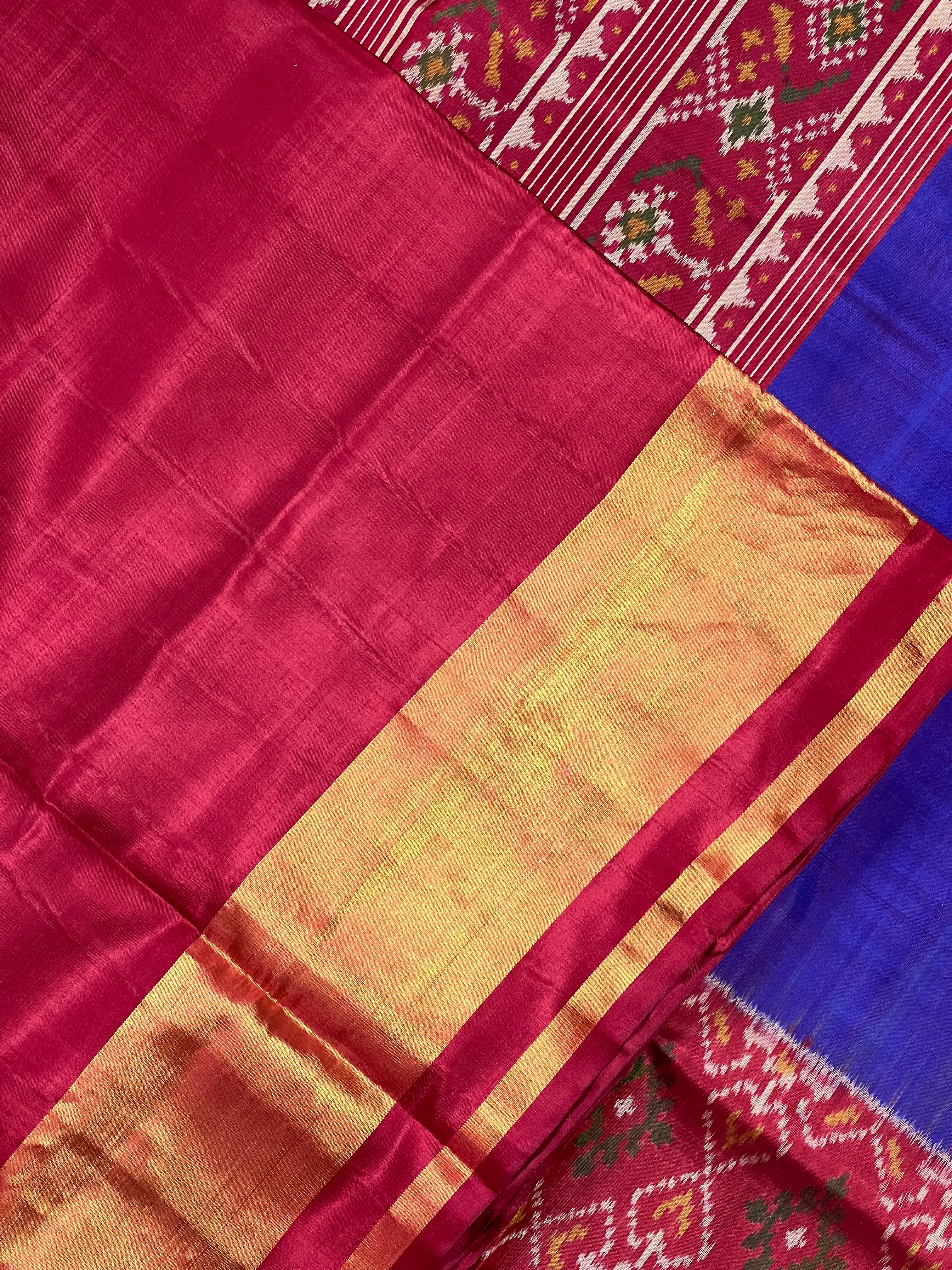 Skirt Border Purple With Red Handwoven Patola Silk Saree