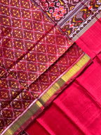 Plain Gala Border With Designer Blouse Handwoven Patola Silk Saree