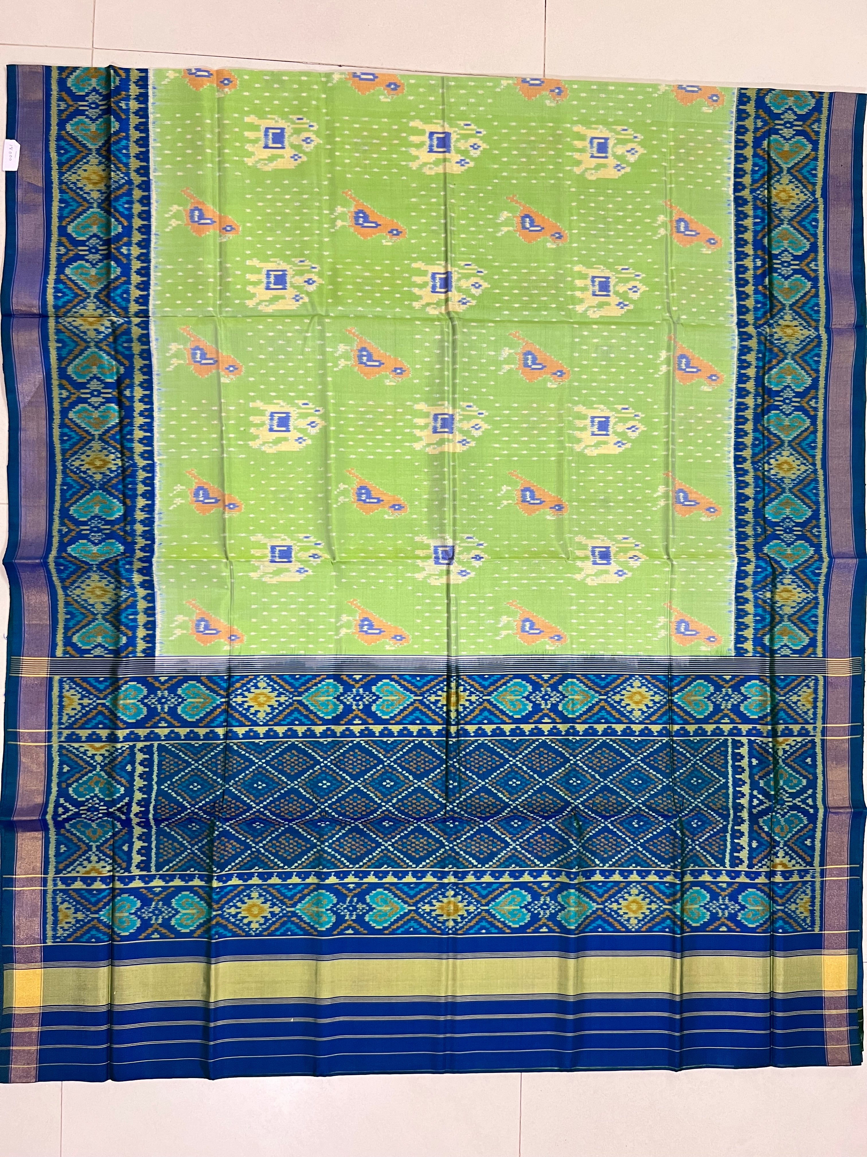 Elephant-Parrot Design Handwoven Patola Silk Saree