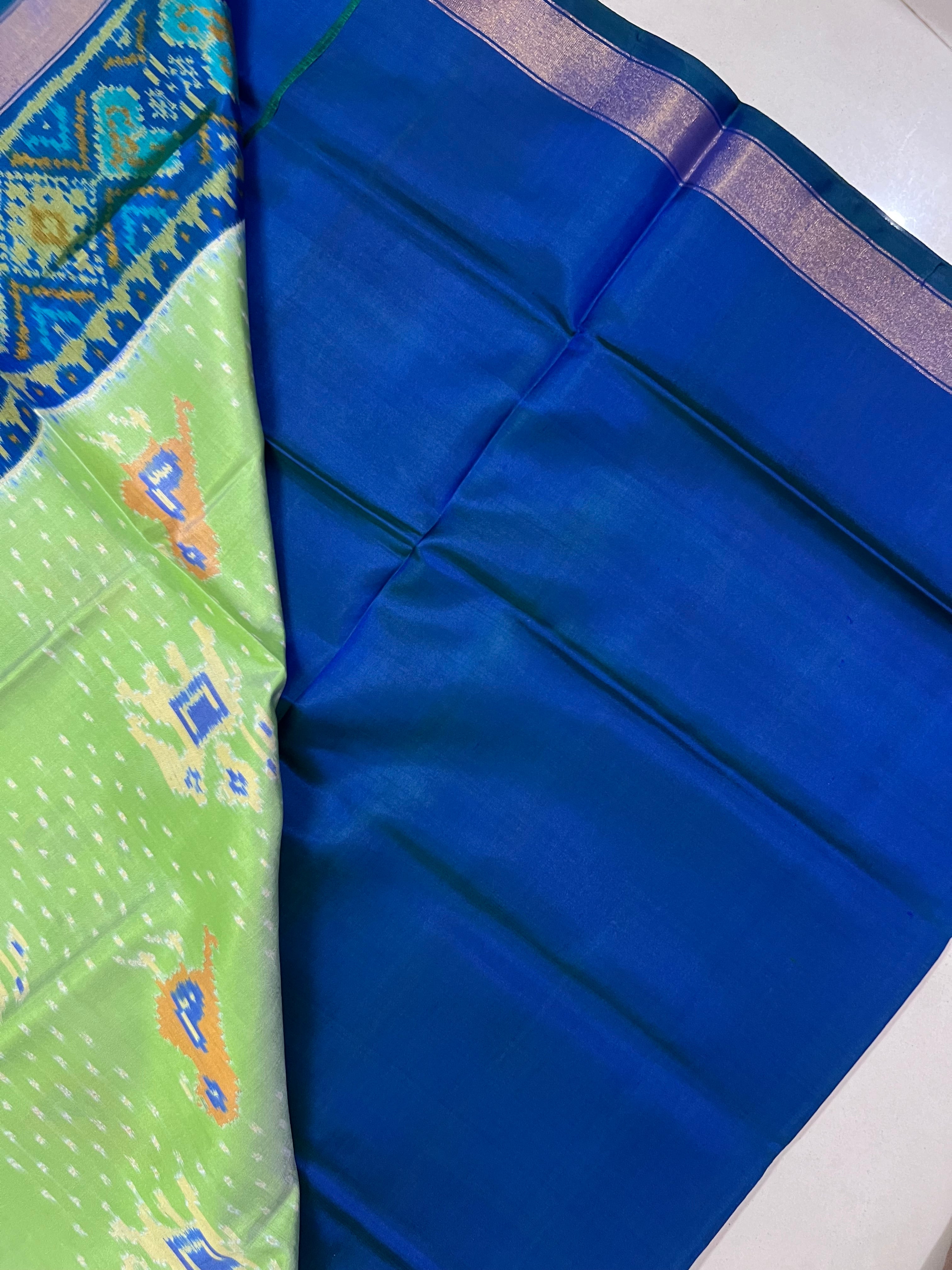 Elephant-Parrot Design Handwoven Patola Silk Saree