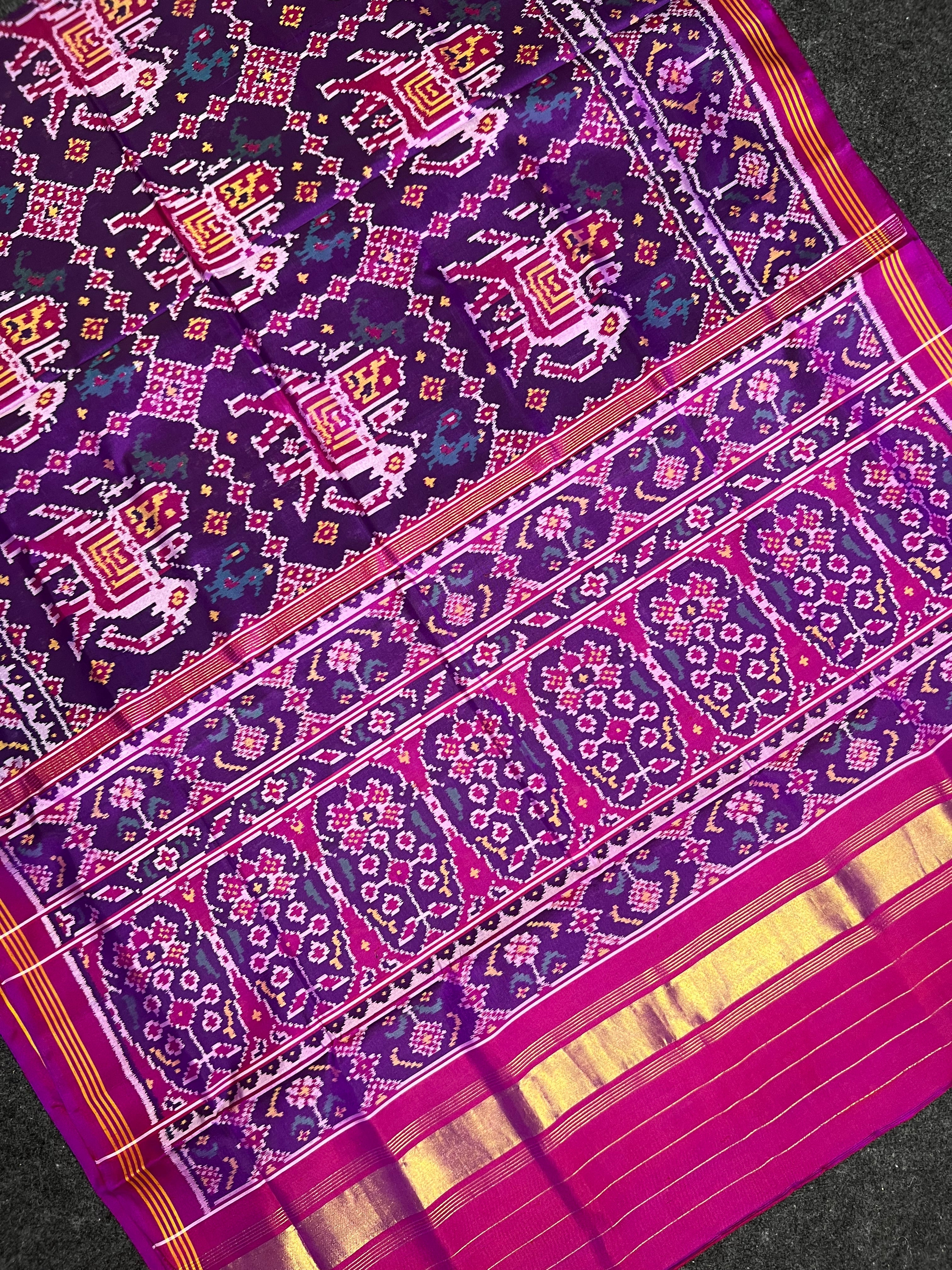 Elephant Motif Design Handwoven Patola Silk Saree