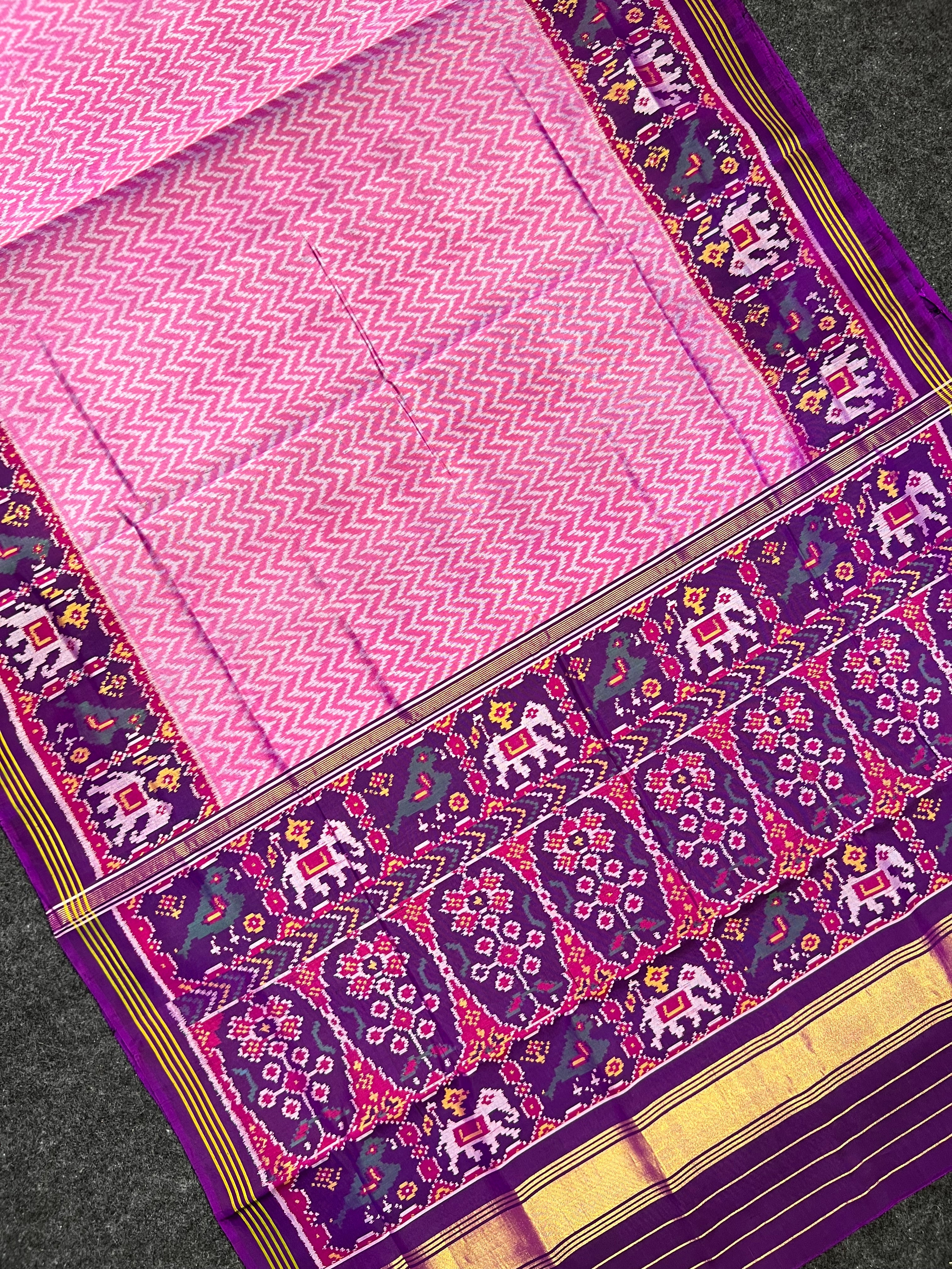 Laheriya Design Handwoven Patola Silk Saree
