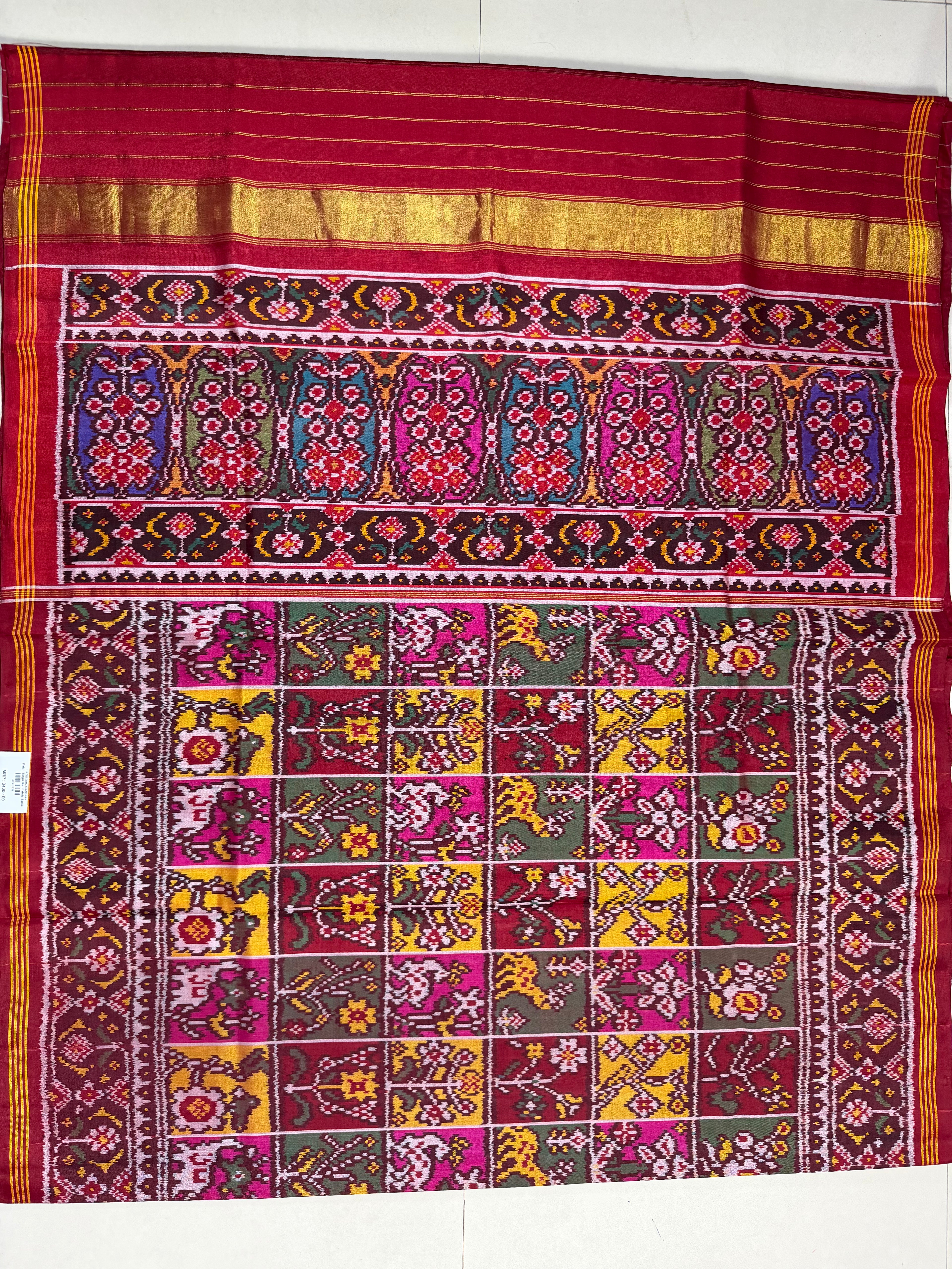 Fancy Design Multi Color Handwoven Patola Silk Saree