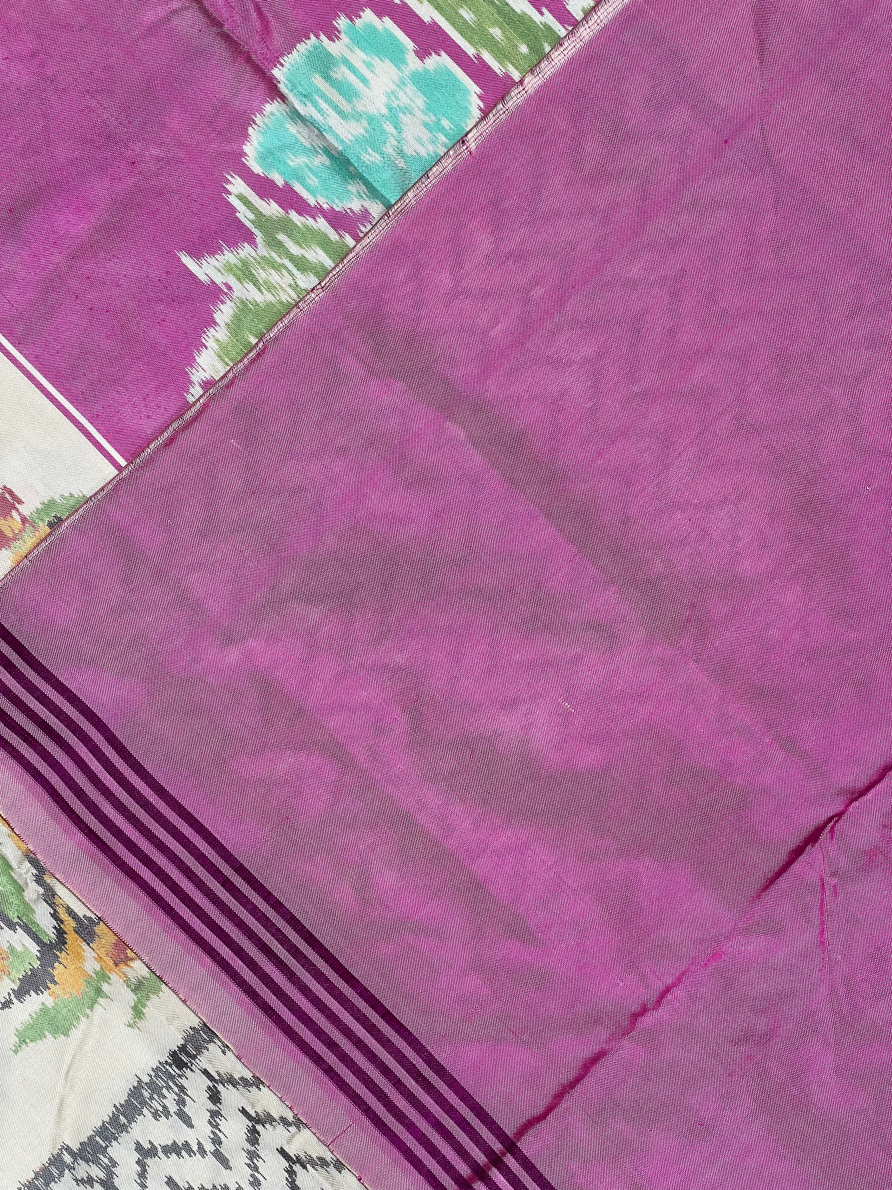 Pink-Off White with Designer Pallu Handwoven Patola Silk Saree