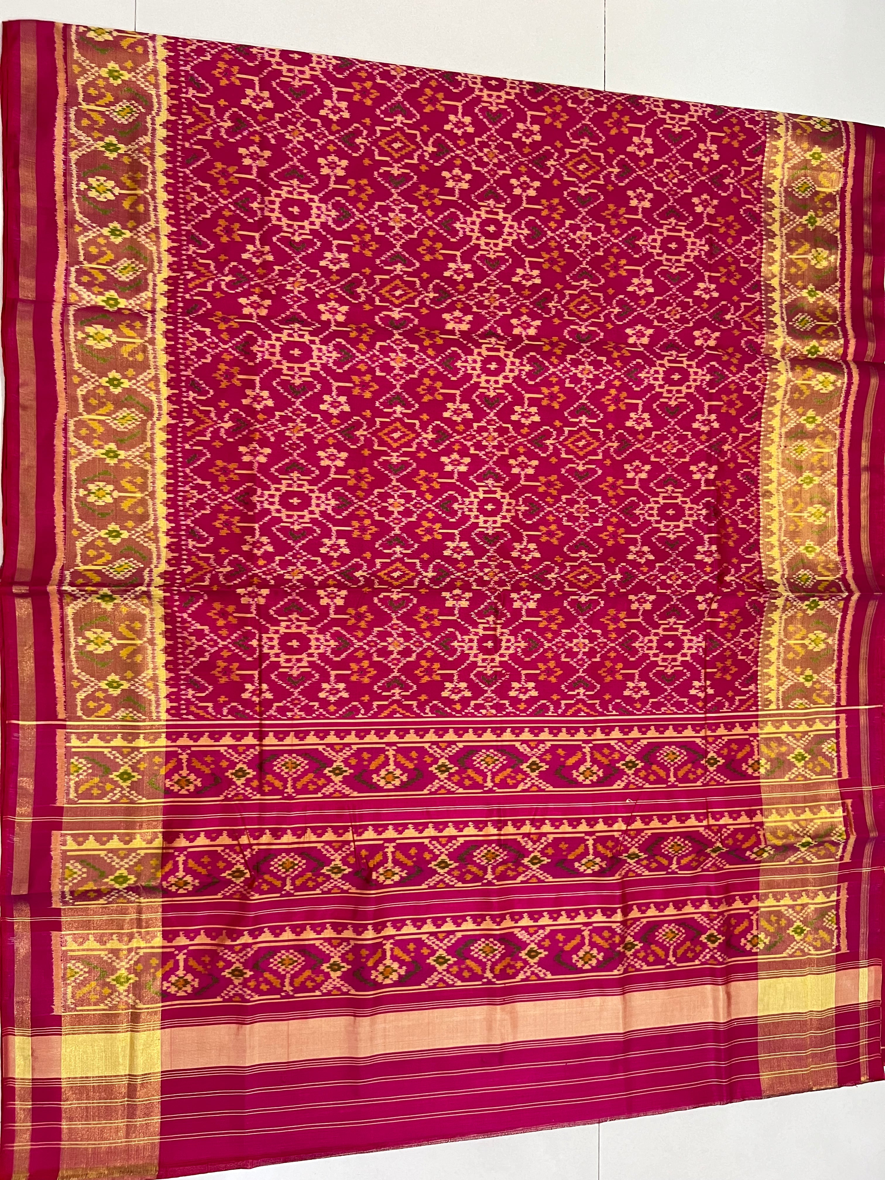 Navratna-Manekchowk Traditional Design Handwoven Patola Silk Saree